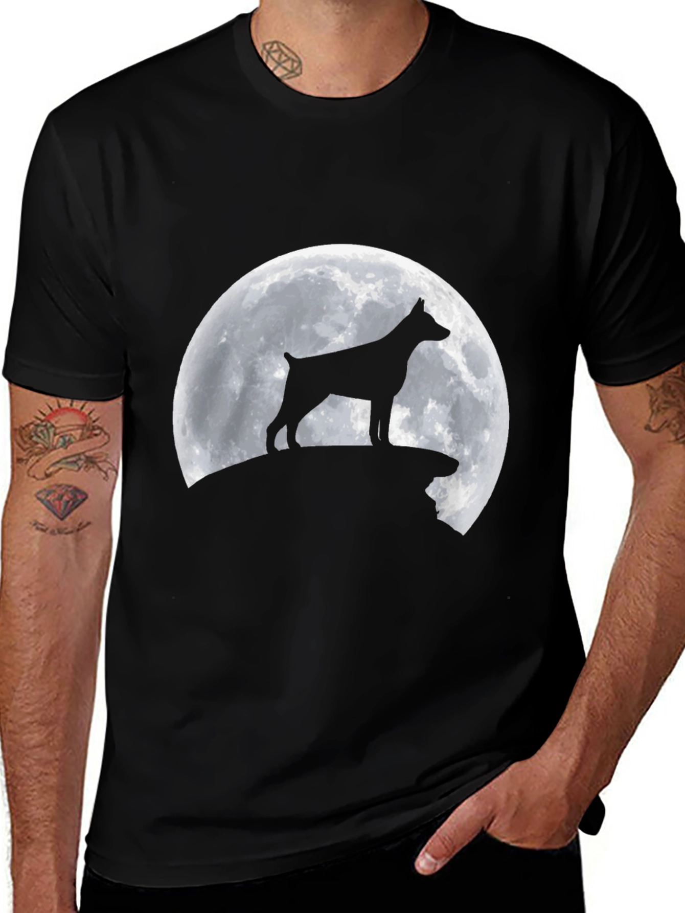 Variant 11 of Dog Silhouette Moon T-Shirt