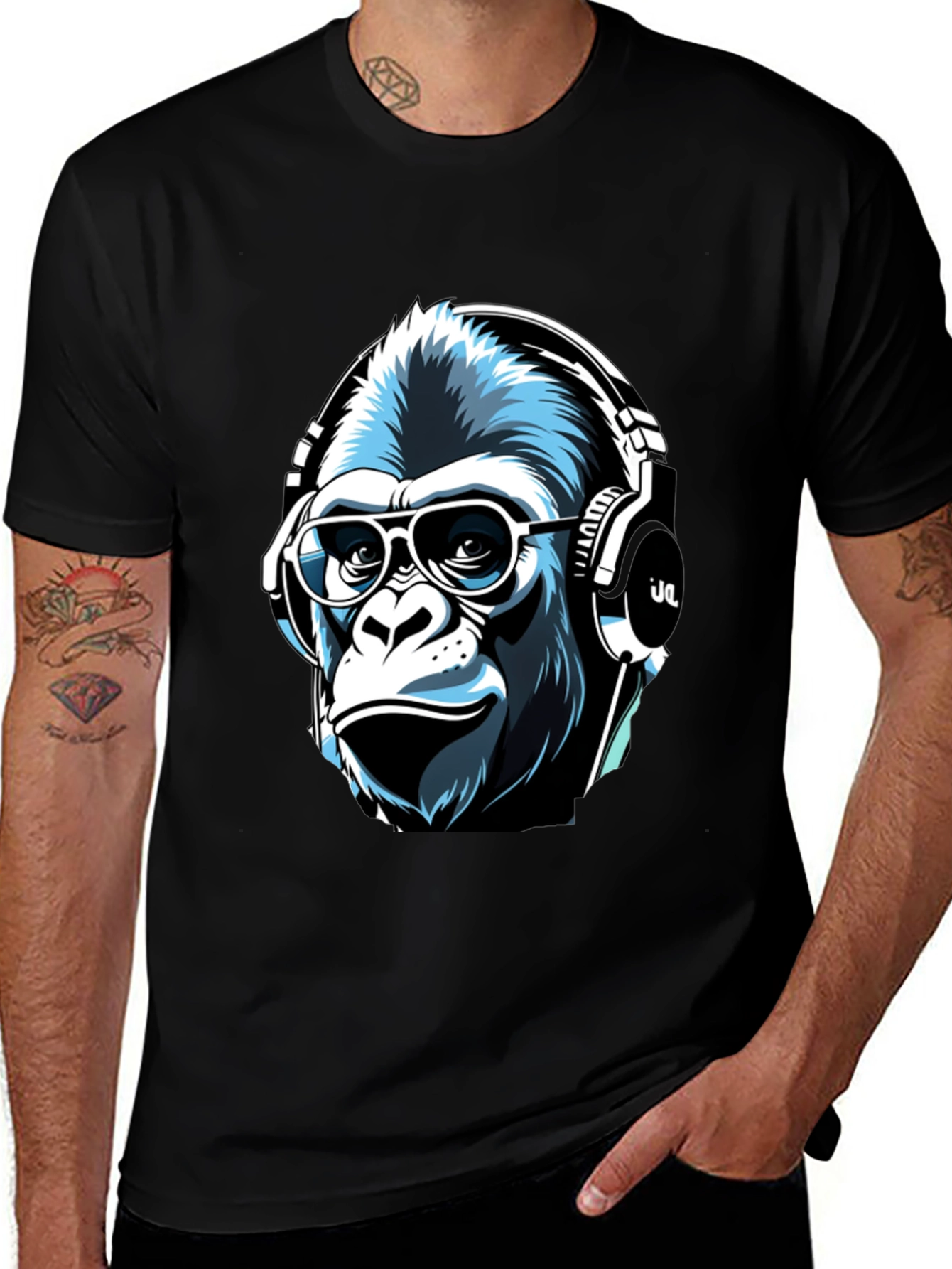 Variant 14 of Cool Ape Graphic Tee - Men's Black T-Shirt