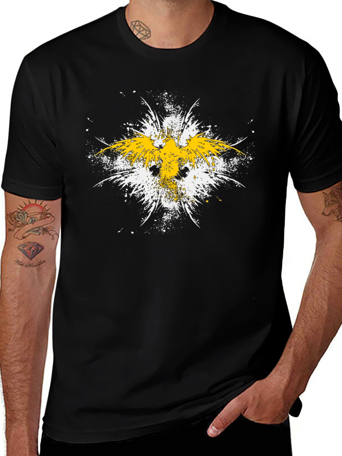Variant 17 of Abstract Eagle Graphic Black T-Shirt