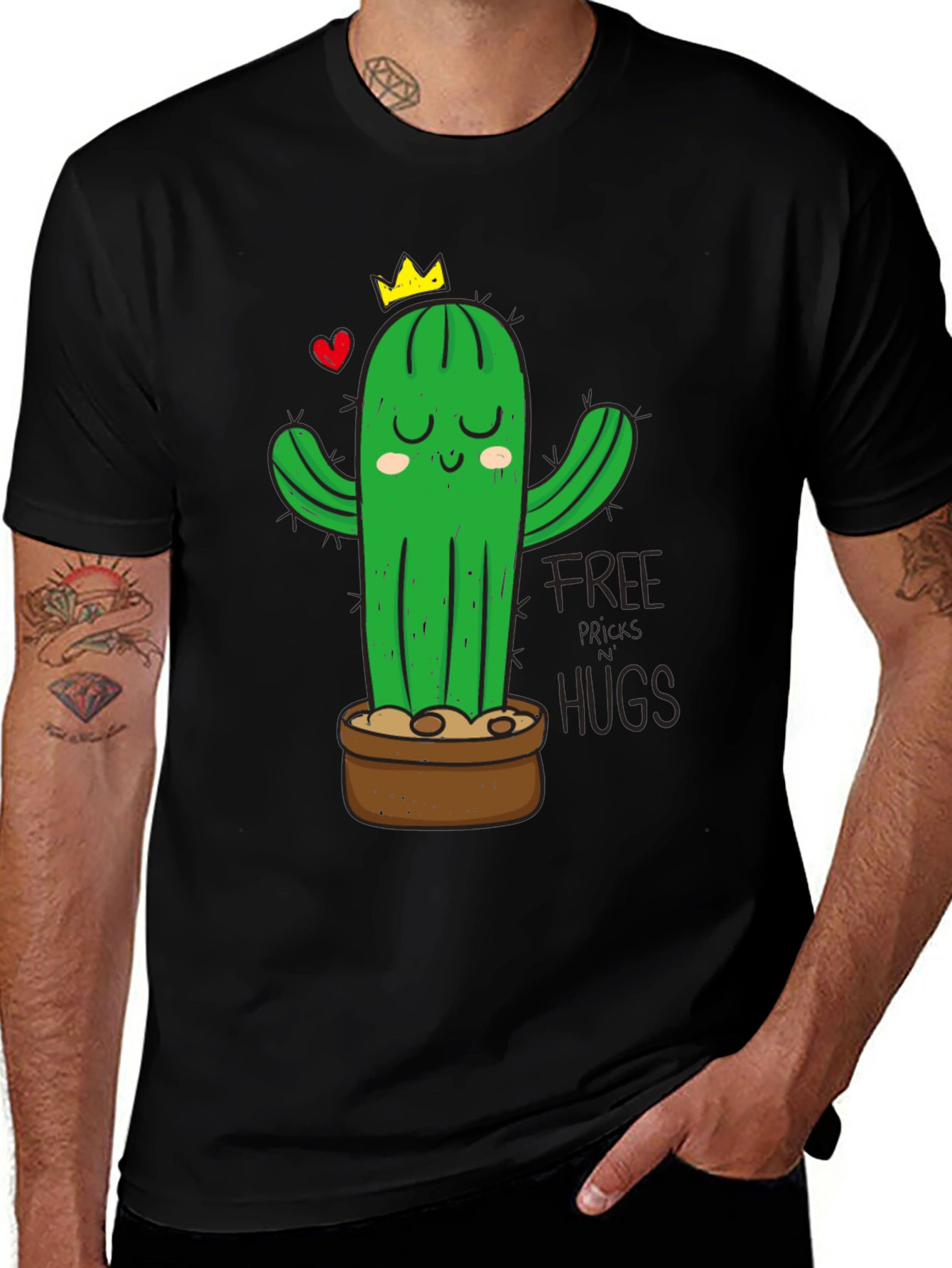 Variant 16 of Cactus Hugs Graphic T-Shirt - Black