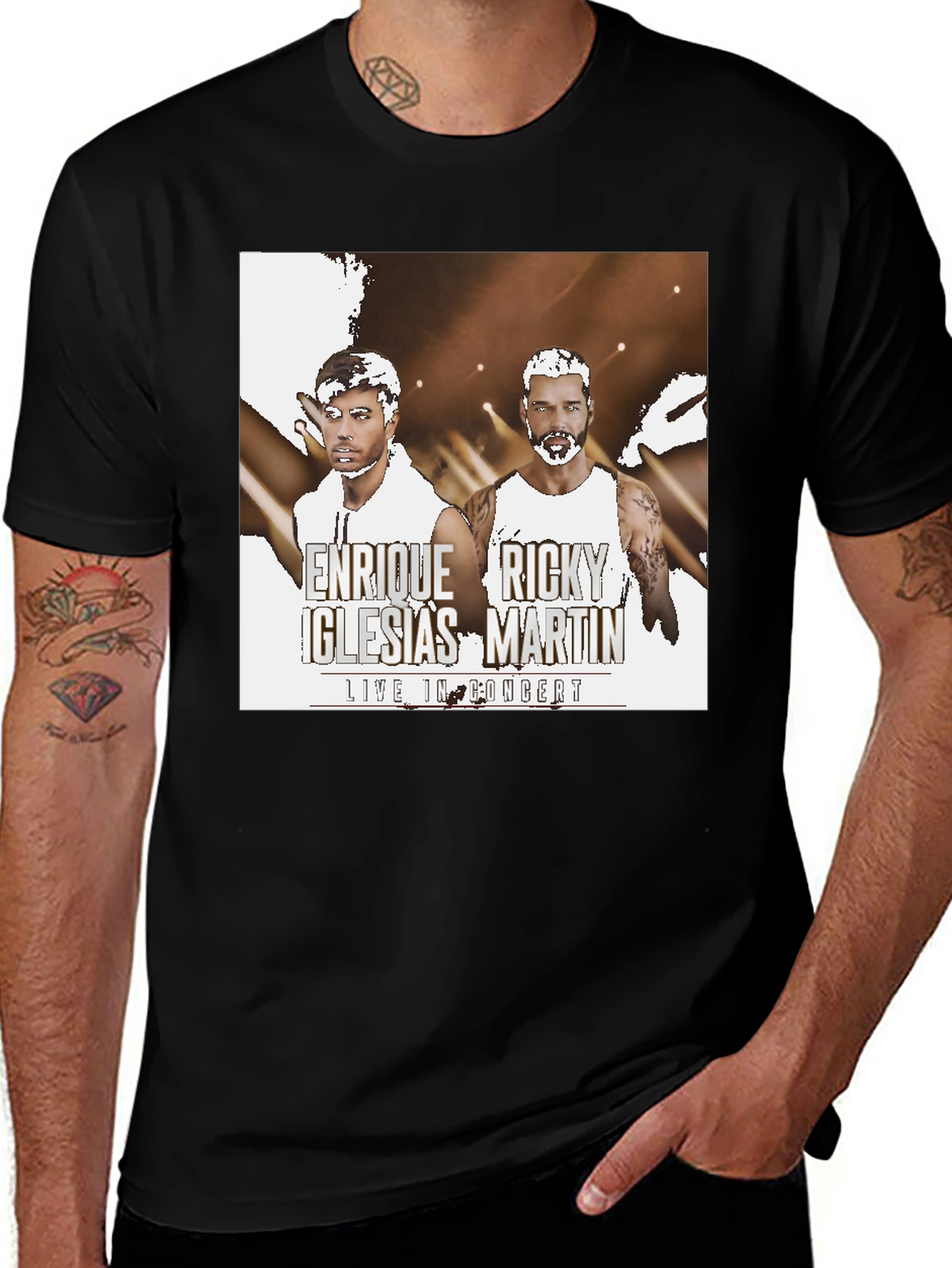 Enrique Iglesias Ricky Martin Concert Black T-Shirt