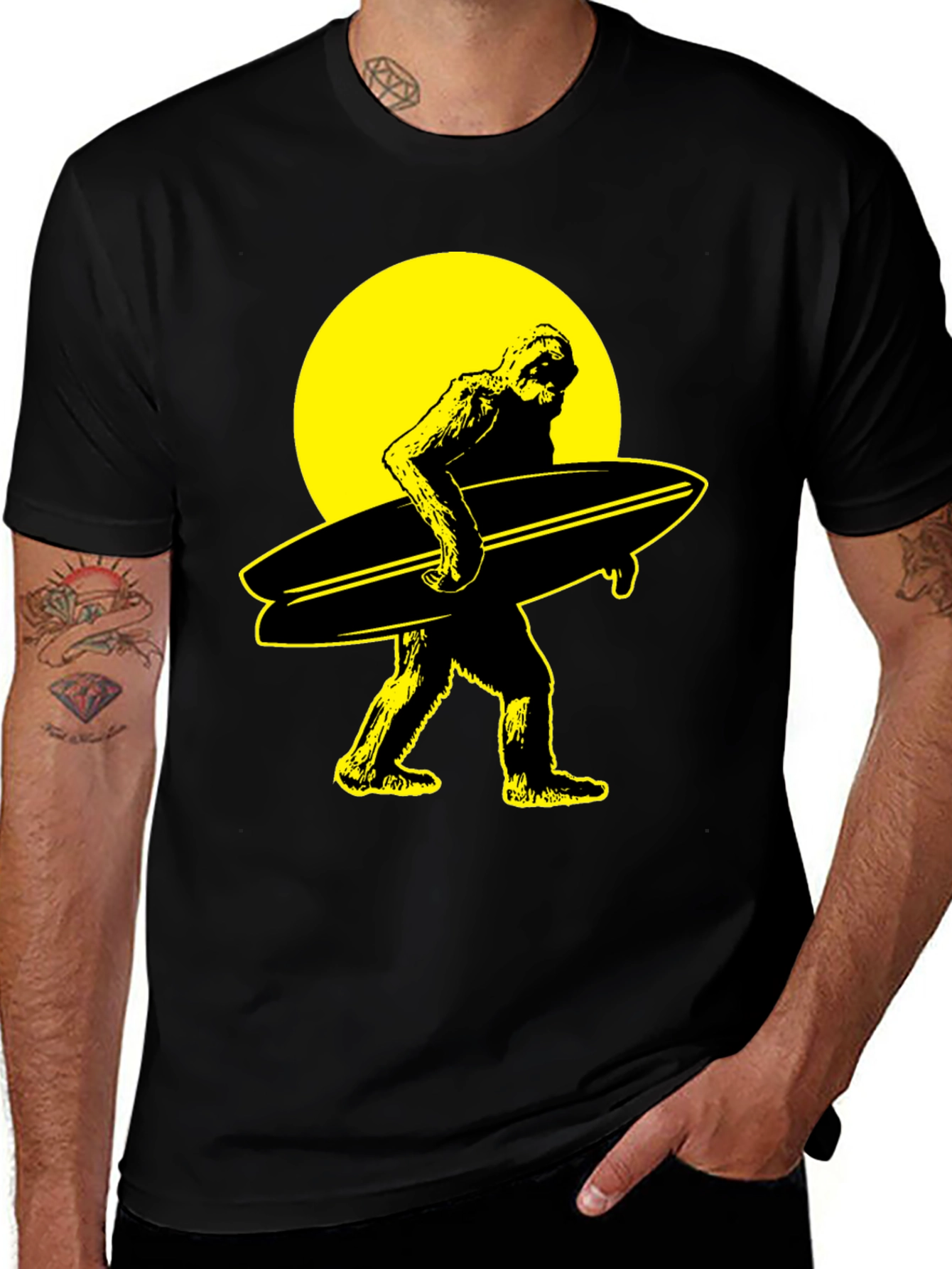 Variant 19 of Surf Sasquatch Graphic Tee - Black