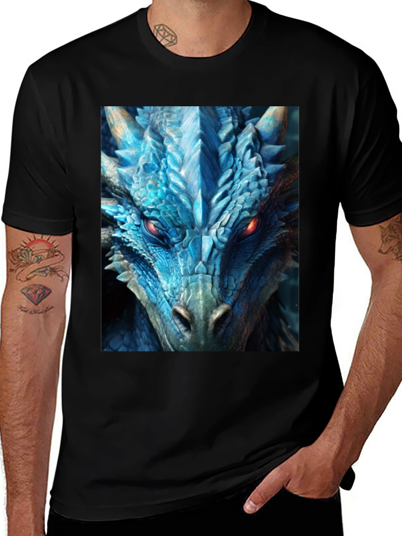 Variant 14 of Dragon Graphic Tee - Men's Black T-Shirt