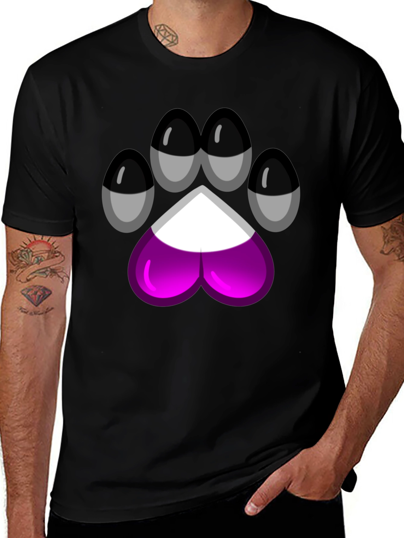 Variant 10 of Asexual Pride Paw Print T-Shirt