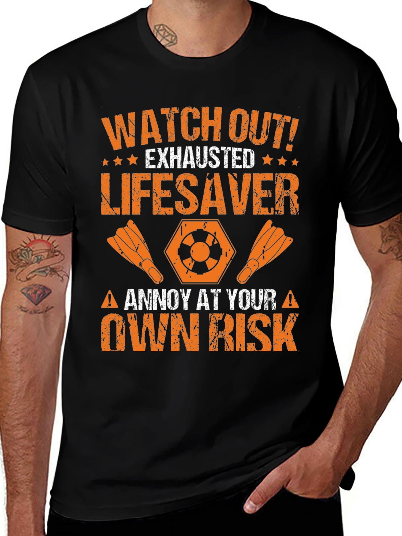 Variant 20 of Exhausted Lifesaver - Annoy at Your Own Risk T-Shirt