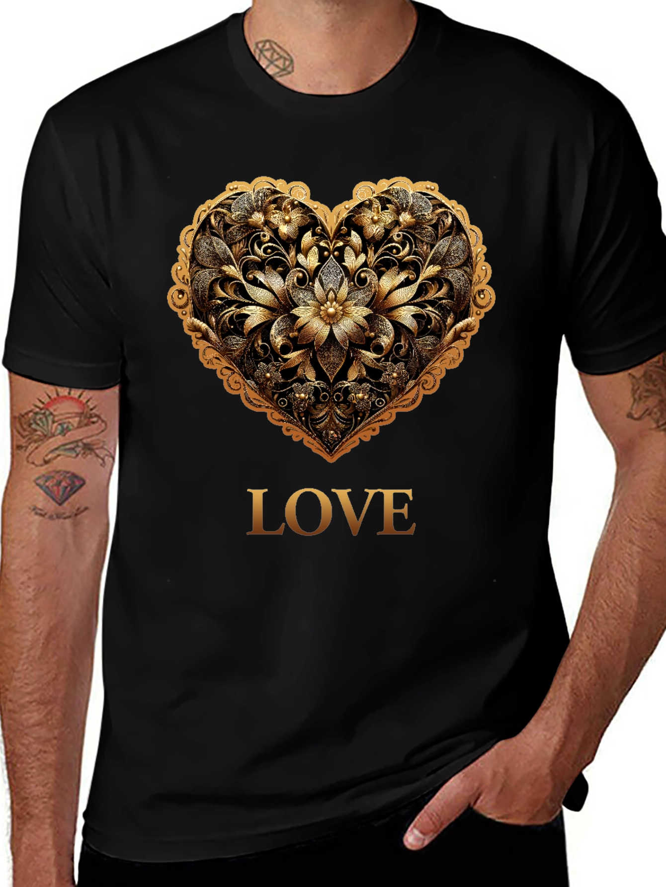 Variant 17 of Golden Heart Love Tee - Stylish Graphic T-Shirt