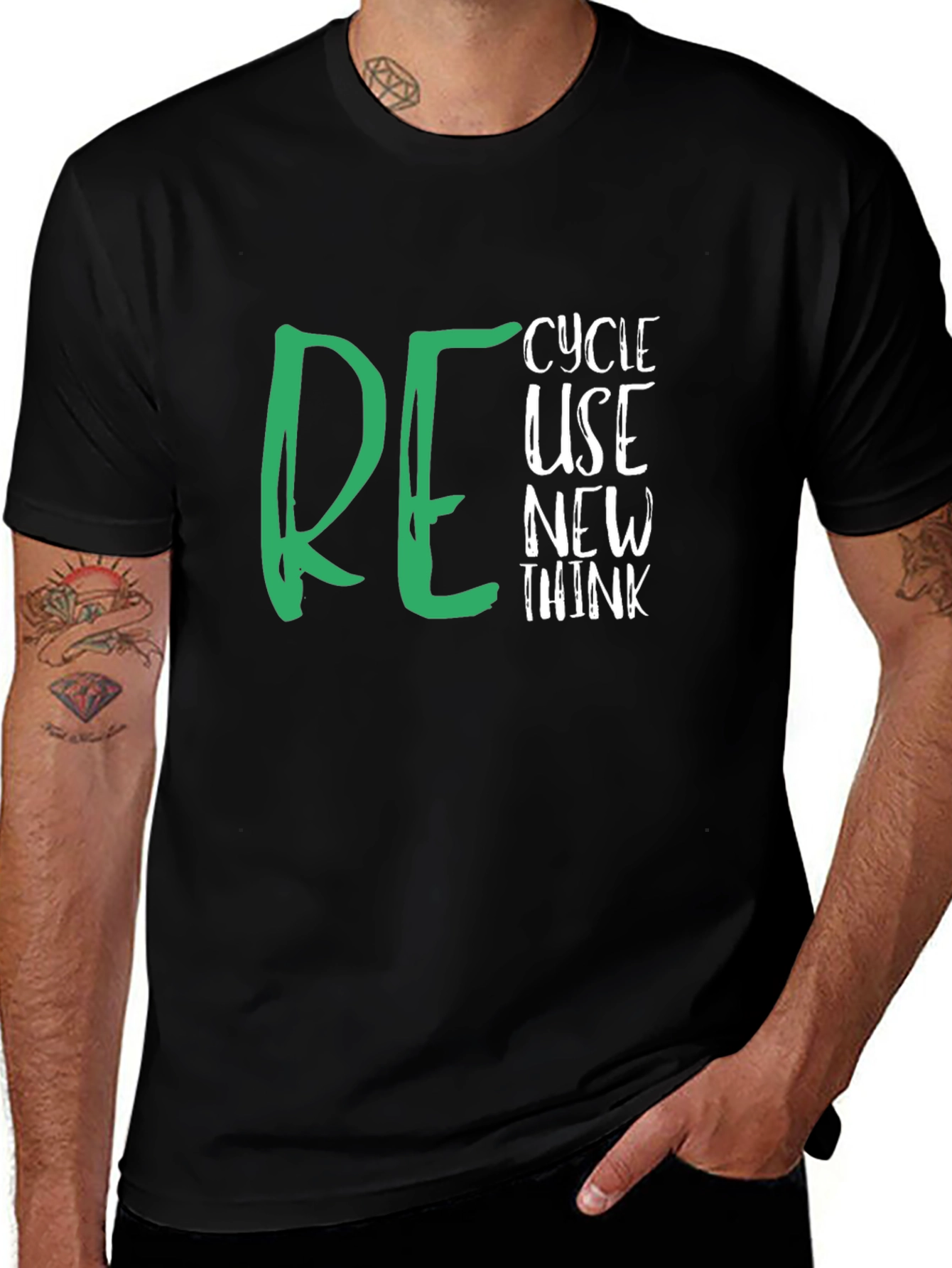 Variant 3 of Eco-Friendly T-Shirt: Recycle, Reuse, Renew, Think