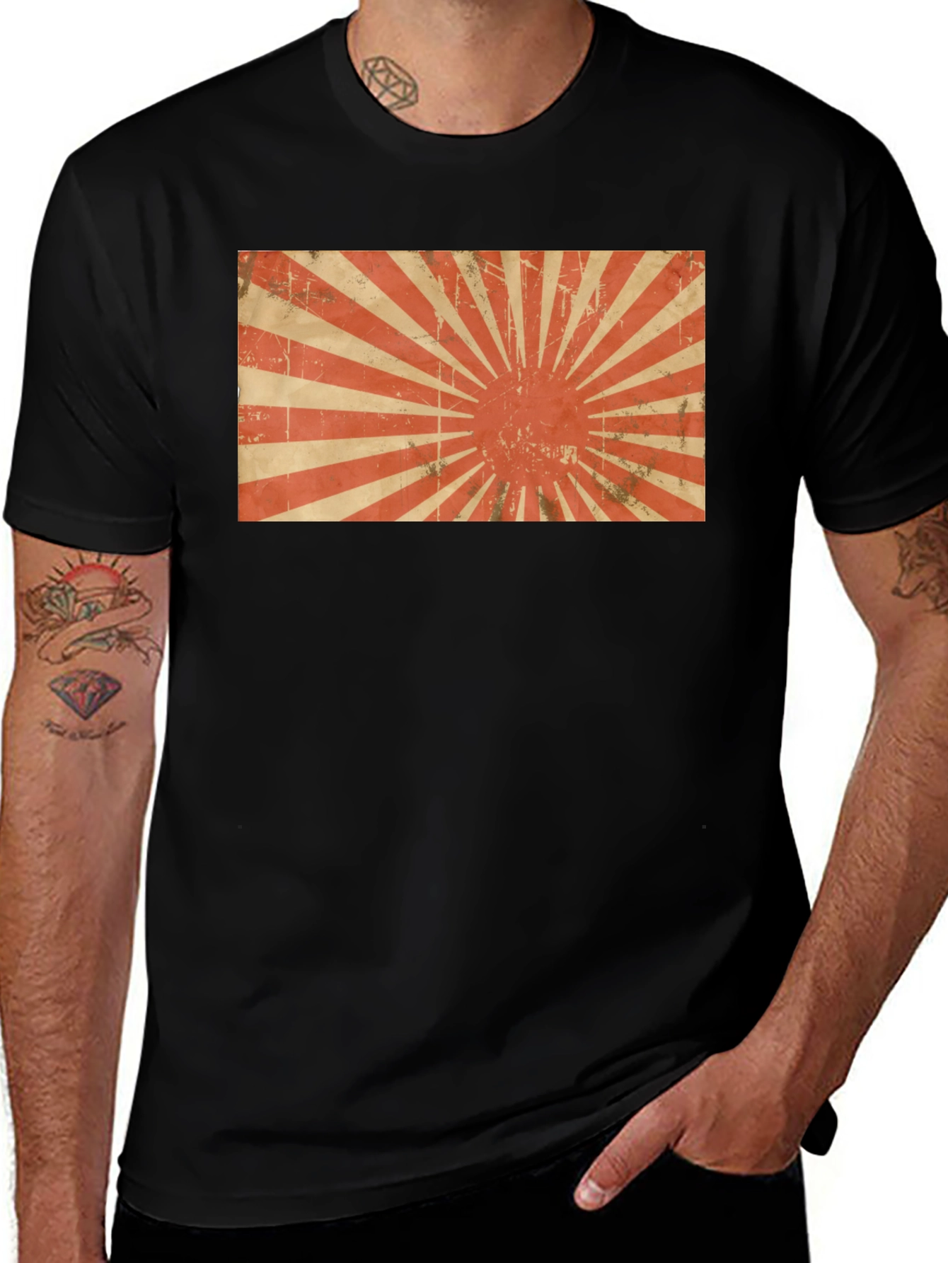 Variant 28 of Vintage Rising Sun Graphic Tee - Black