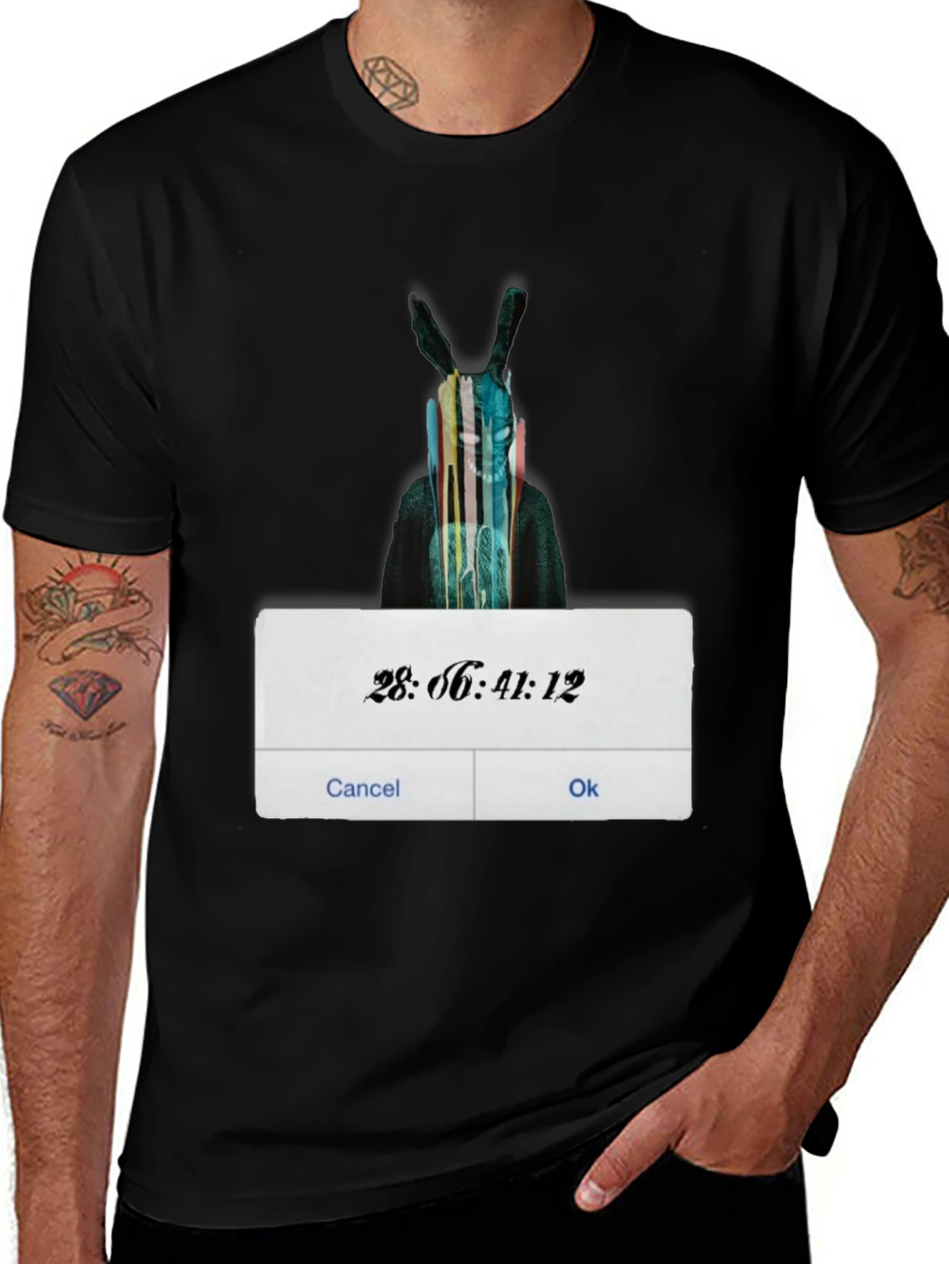 Variant 17 of Rabbit Graphic Black T-Shirt