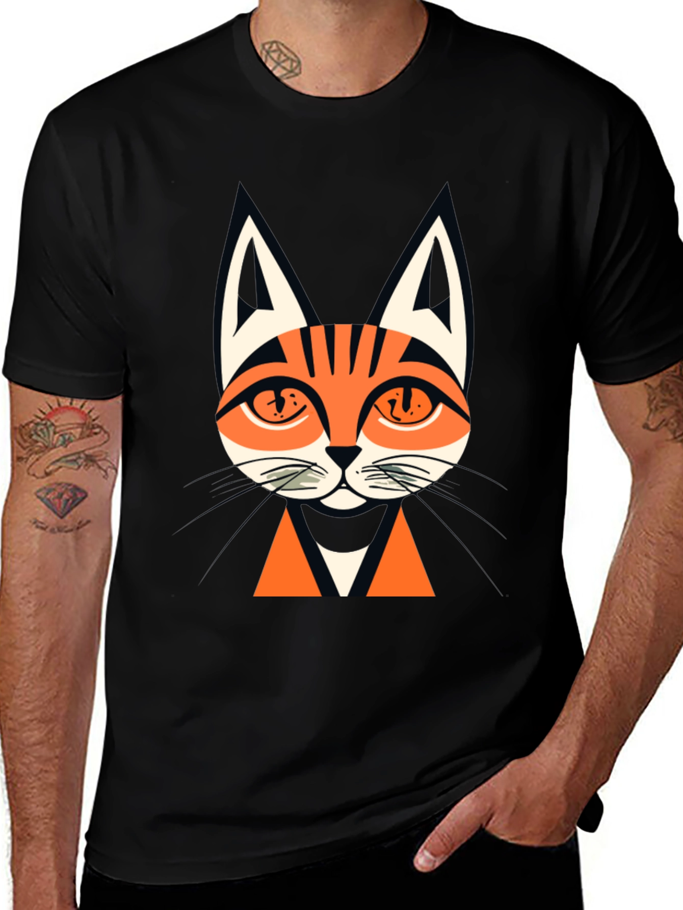 Black Men's Black Cat Graphic Tee main image