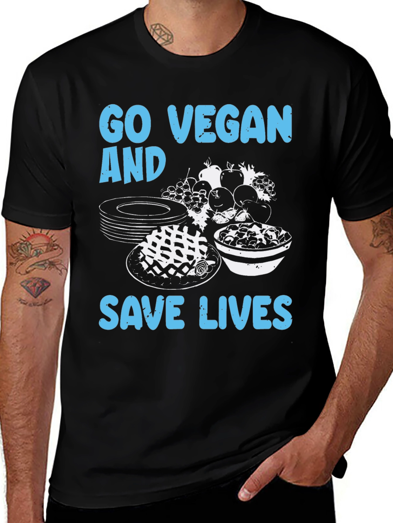 Black Go Vegan Save Lives T-Shirt main image