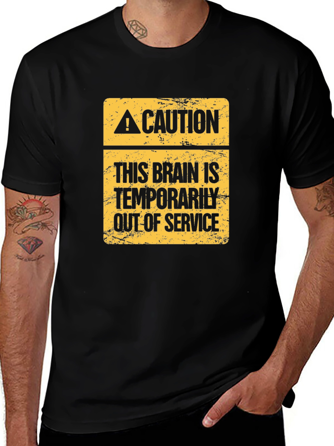 Variant 19 of Caution: Brain Out of Service Funny T-Shirt