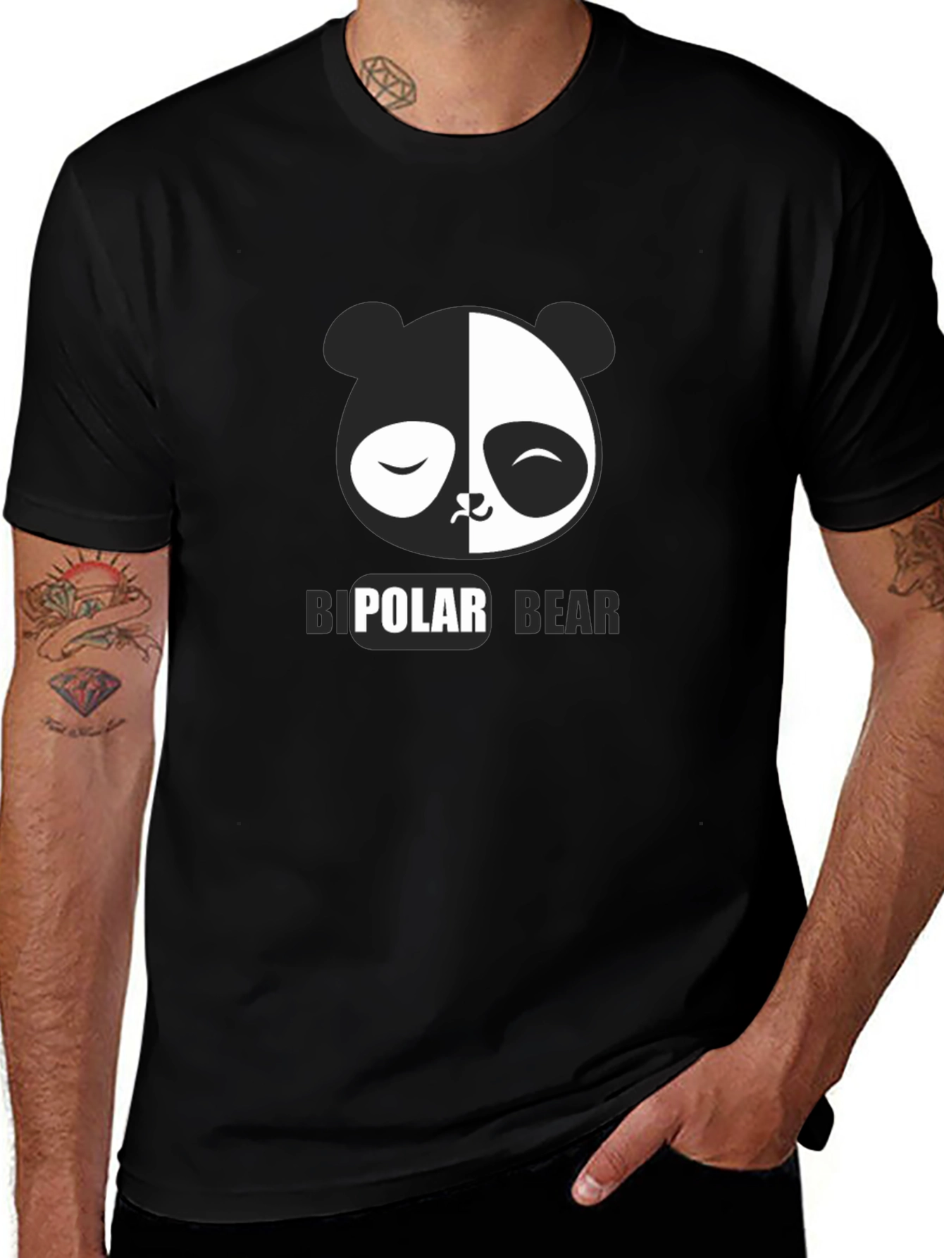 Variant 10 of Bipolar Bear T-Shirt - Black Graphic Tee