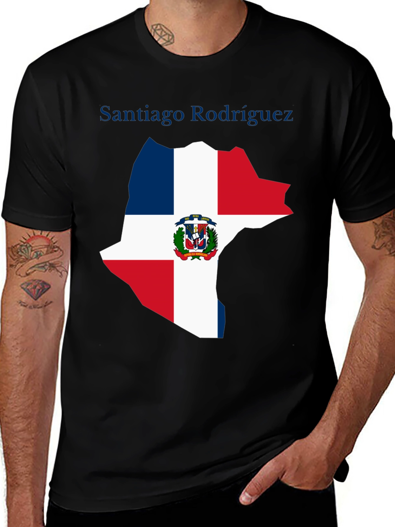 Dominican Republic Flag Map T-Shirt