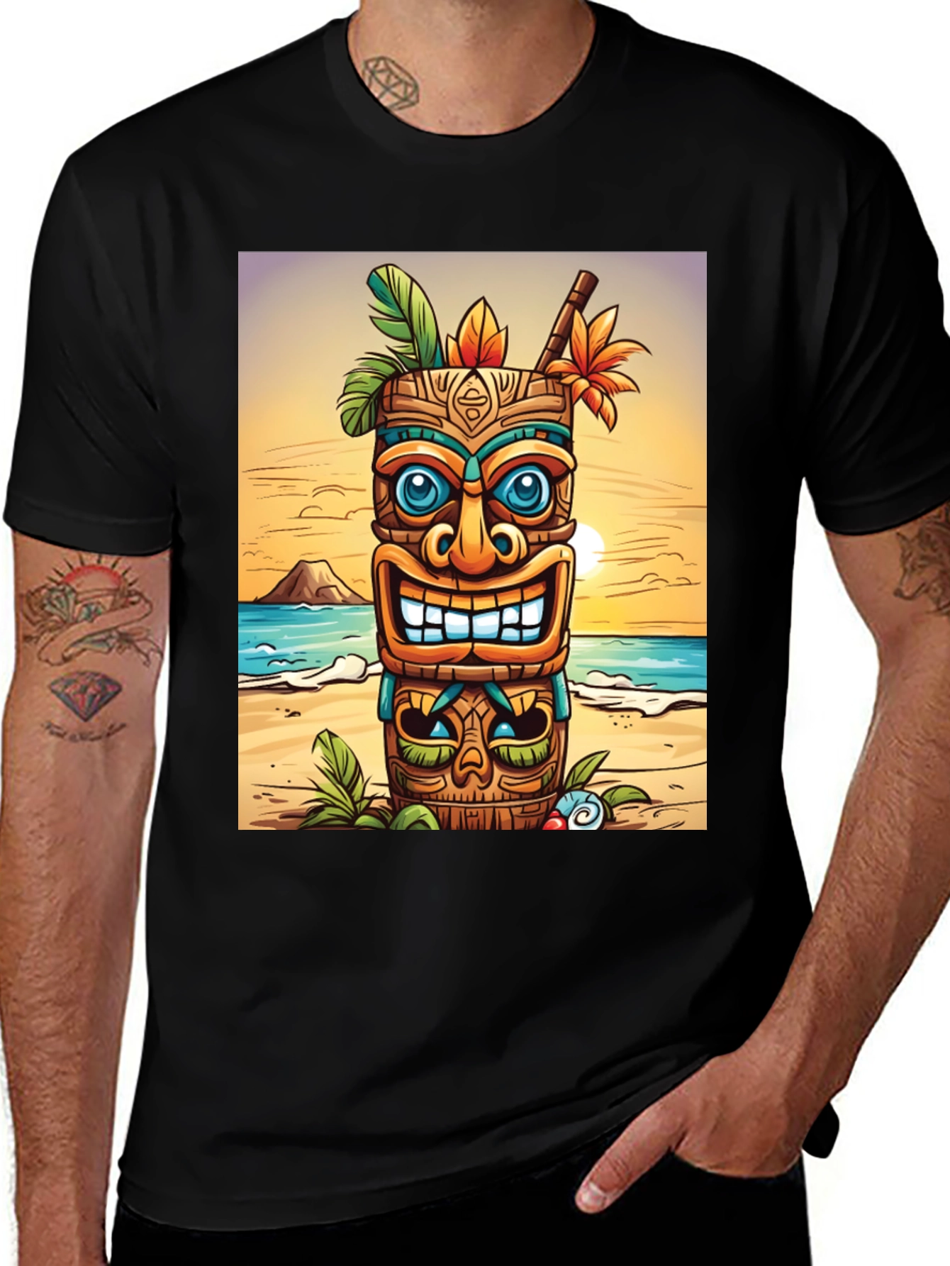 Tropical Tiki Graphic T-Shirt - Beach Vibes
