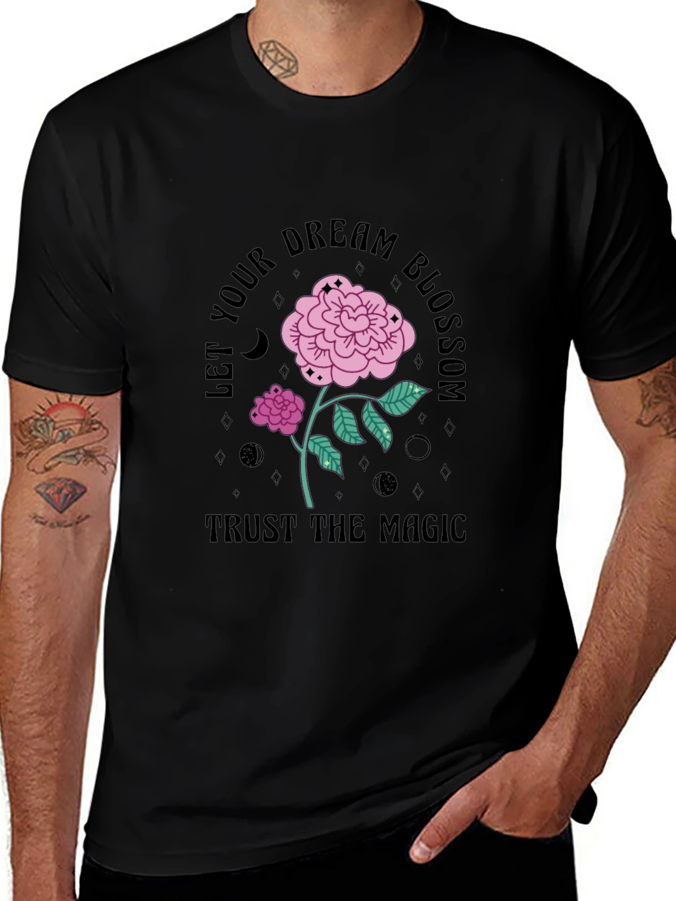 Black Dream Blossom Graphic Tee - Trust the Magic main image