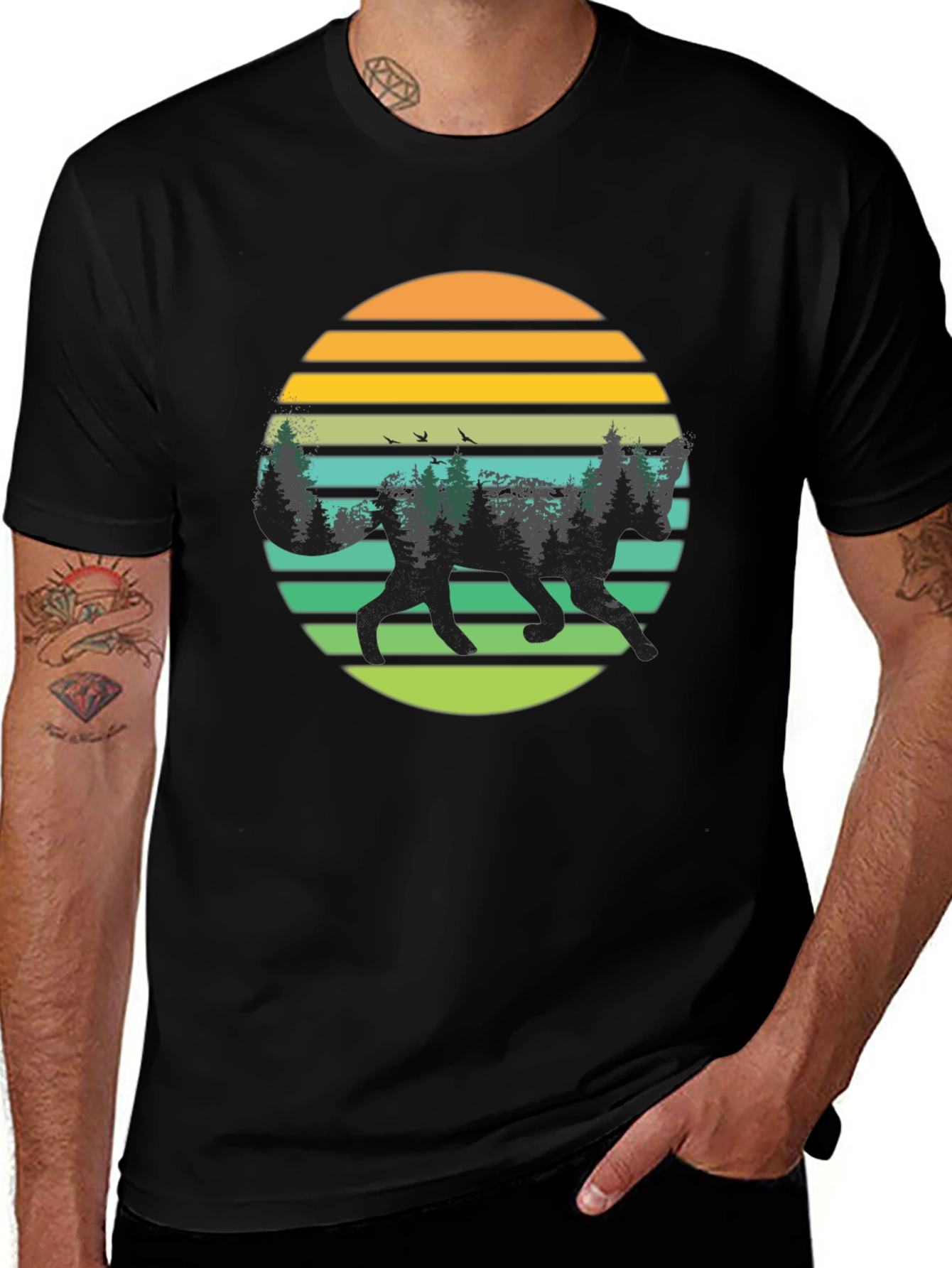 Variant 27 of Wolf Forest Sunset Graphic T-Shirt