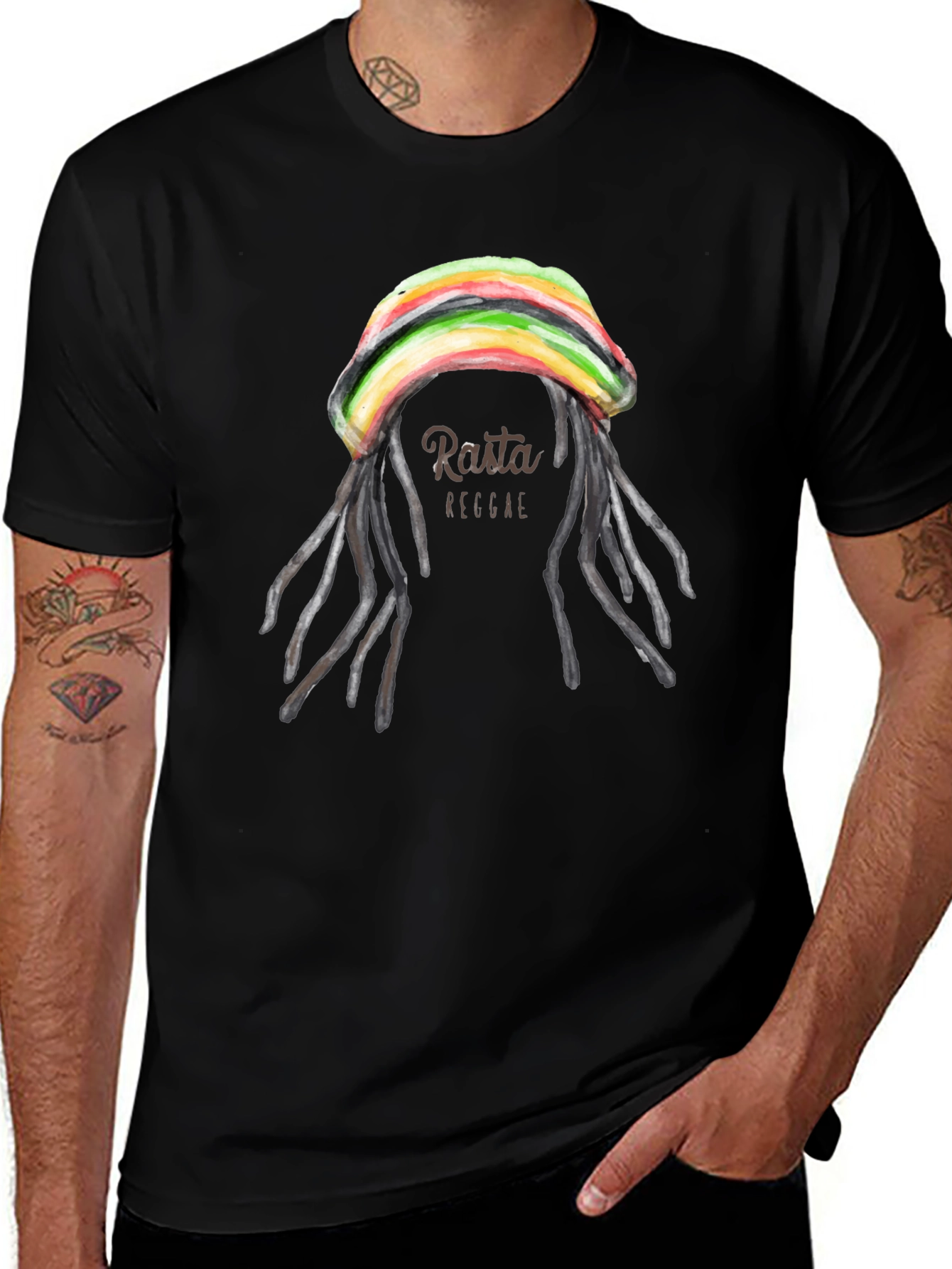 Variant 30 of Rasta Reggae Graphic Tee - Black