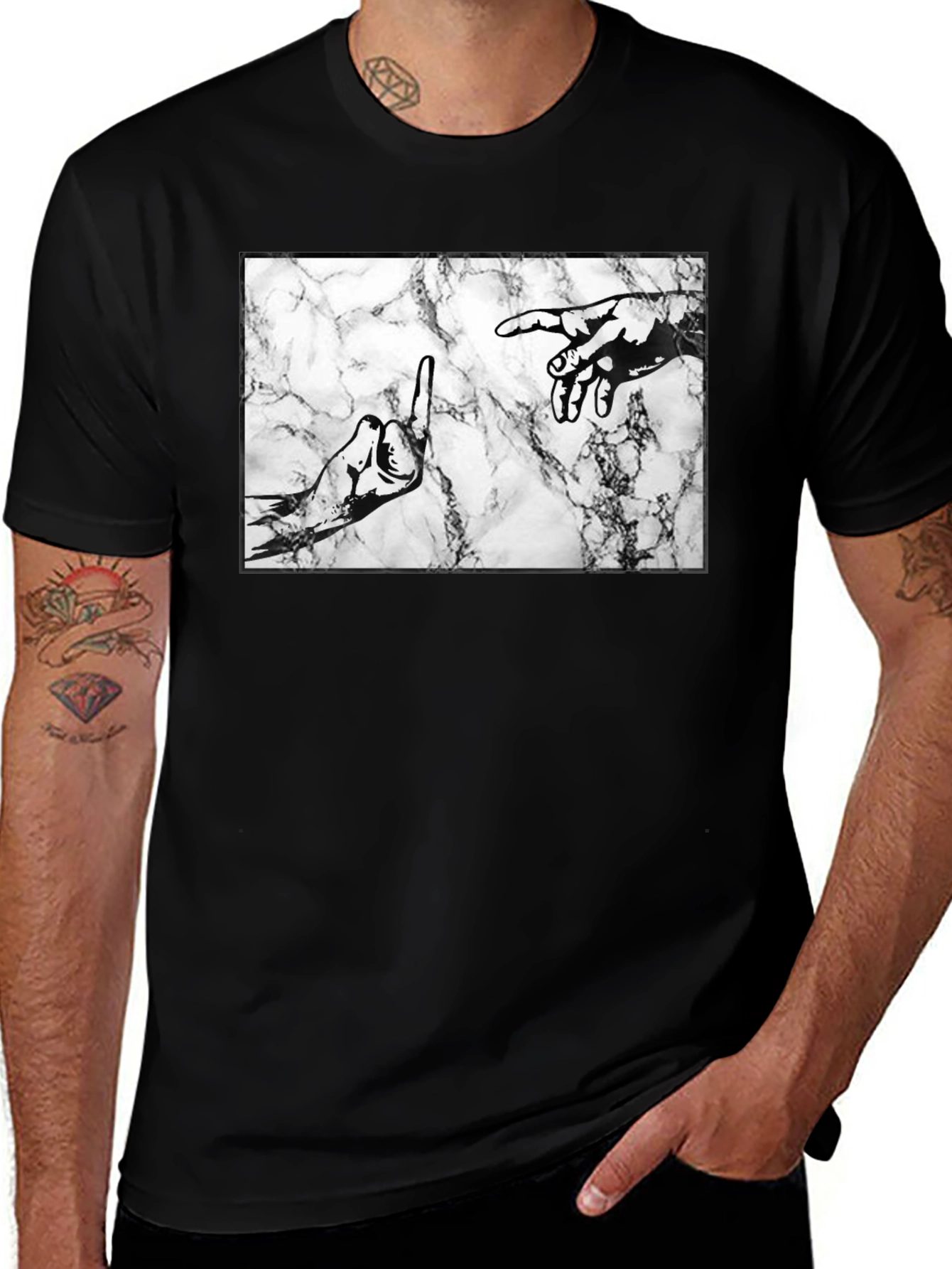Variant 25 of Middle Finger Creation T-Shirt - Marble Background