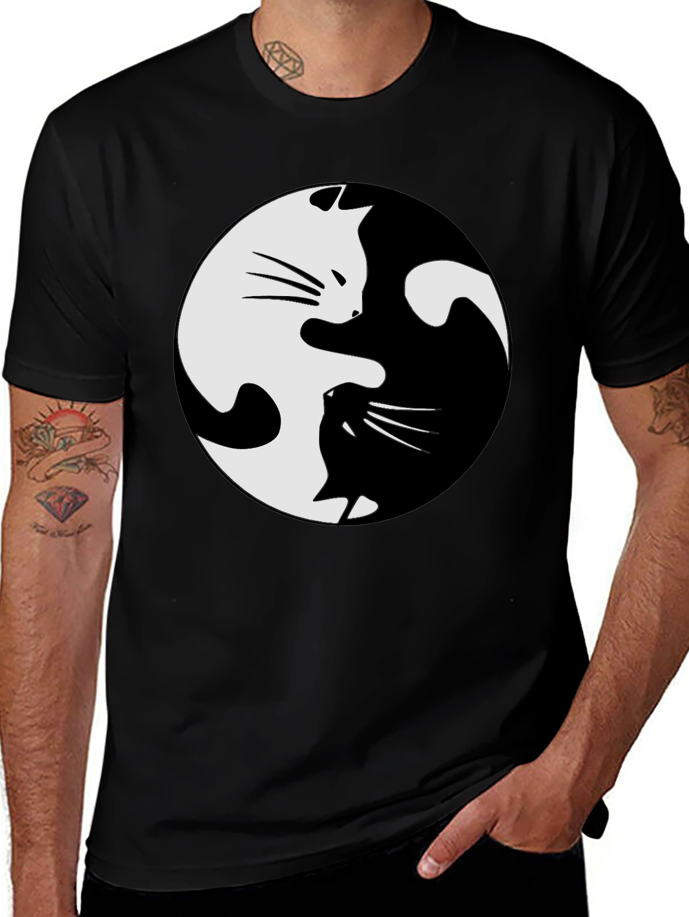 Variant 2 of Yin Yang Cat T-Shirt - Balance and Style!