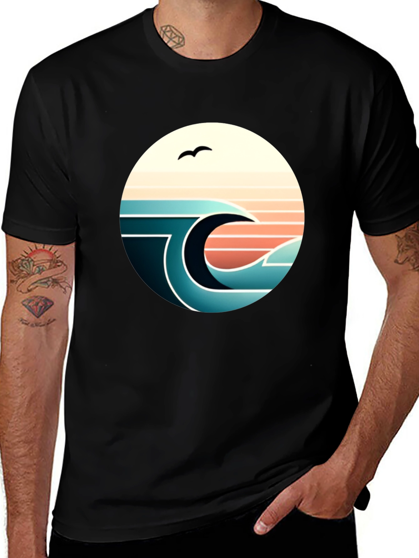 Variant 24 of Retro Wave Graphic Tee - Black