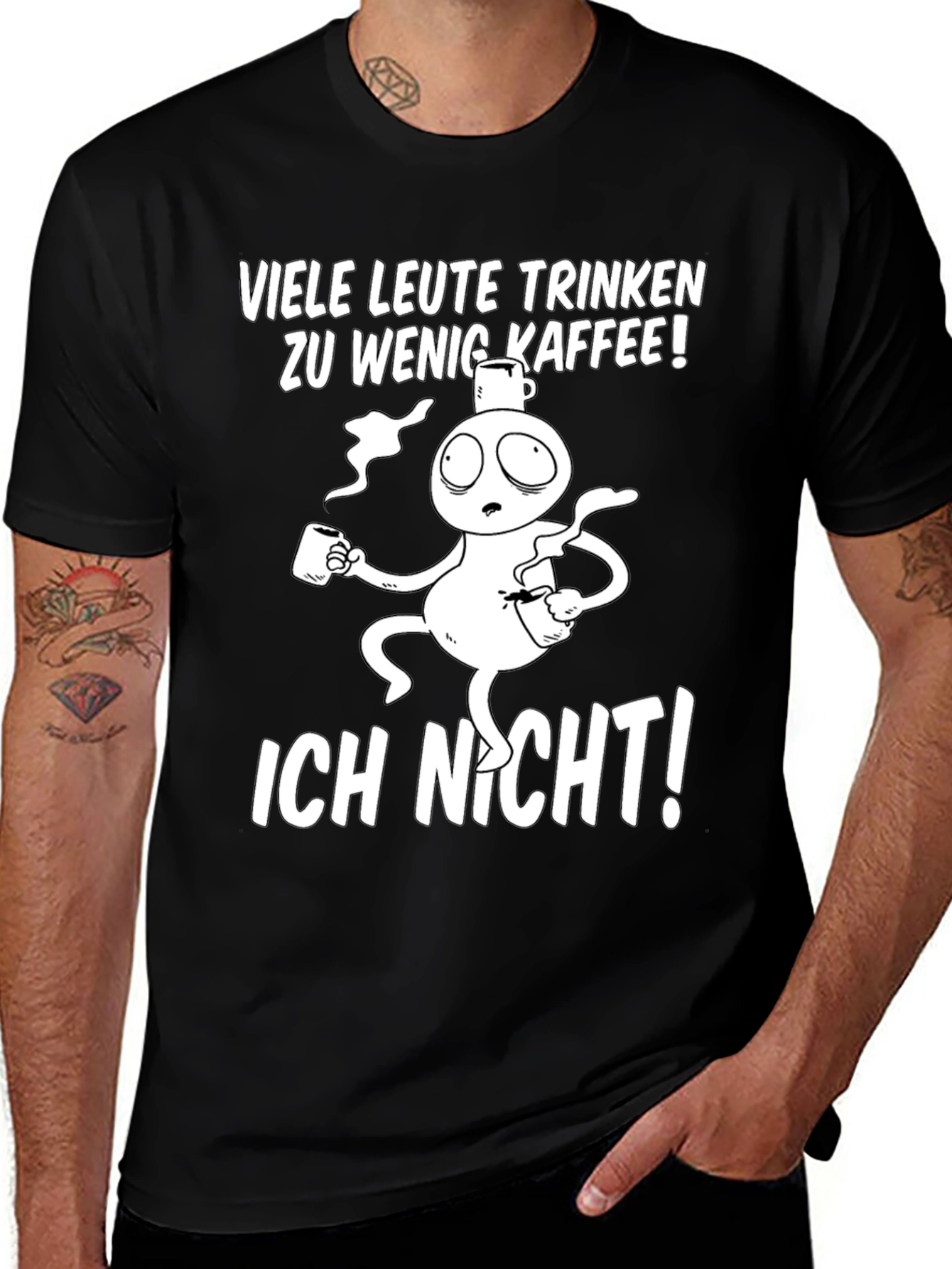 Black Funny Coffee T-Shirt - "Viele Leute Trinken Zu Wenig Kaffee!" main image