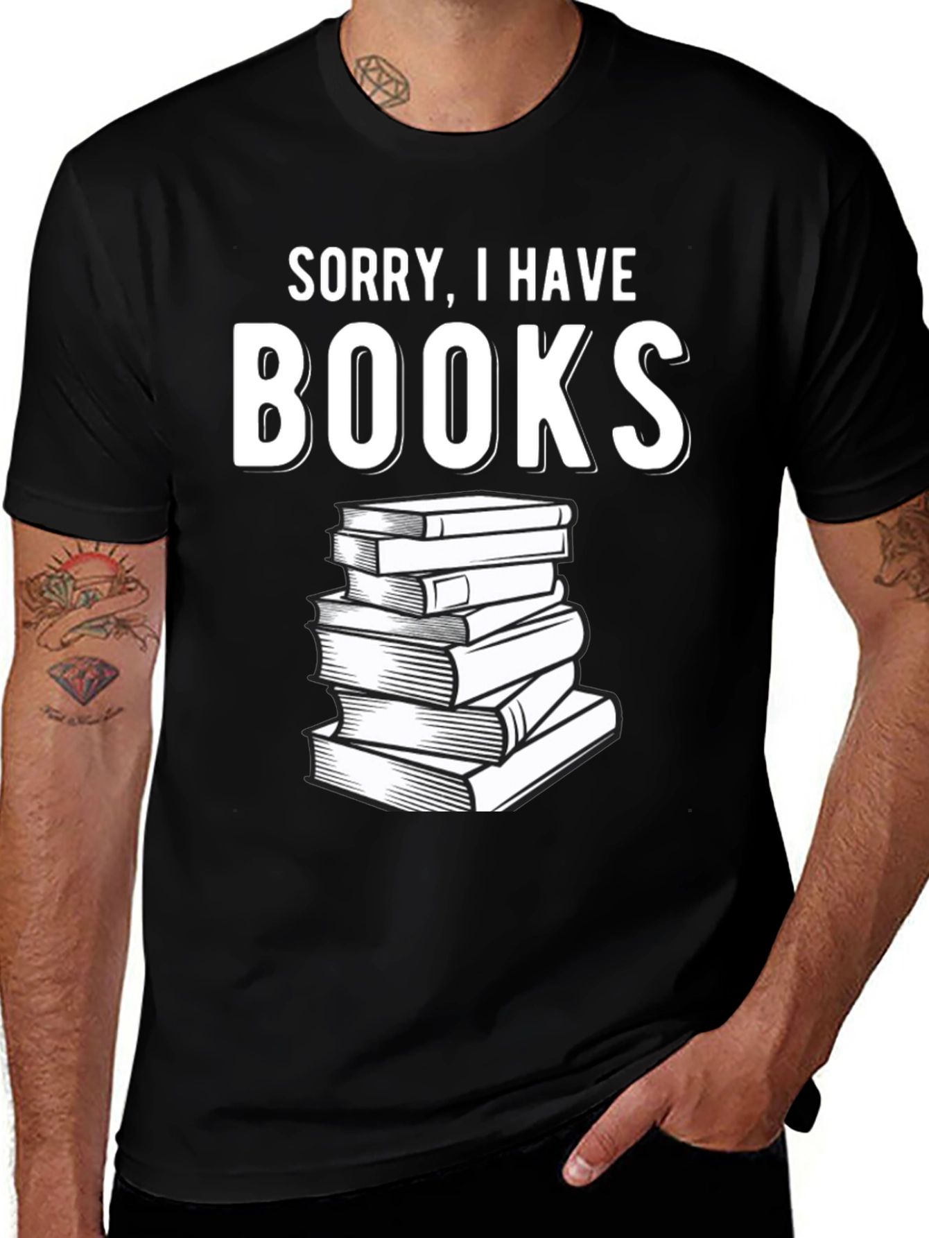 Variant 23 of Sorry, I Have Books Black T-Shirt