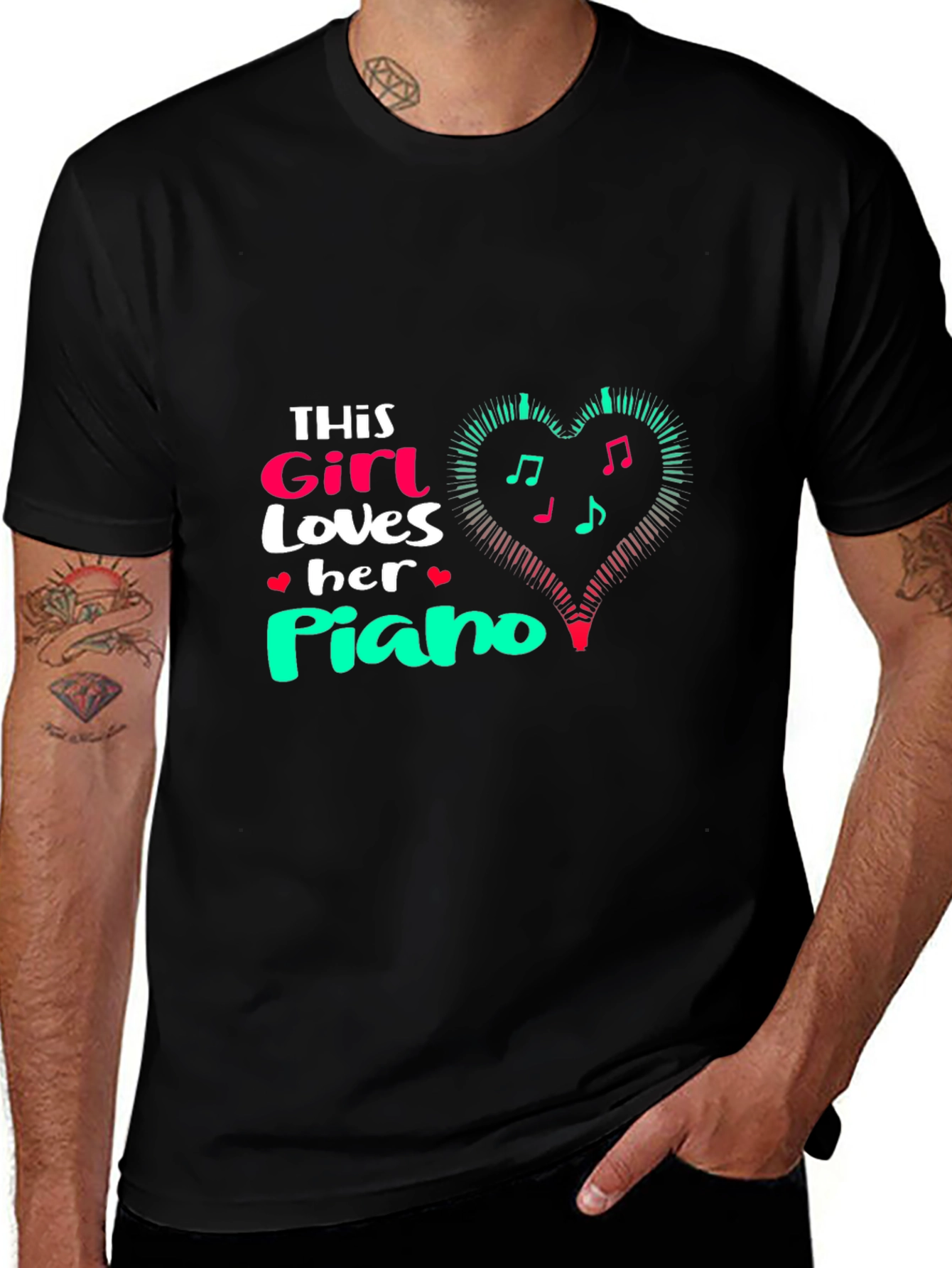 Variant 4 of This Girl Loves Her Piano Black T-Shirt