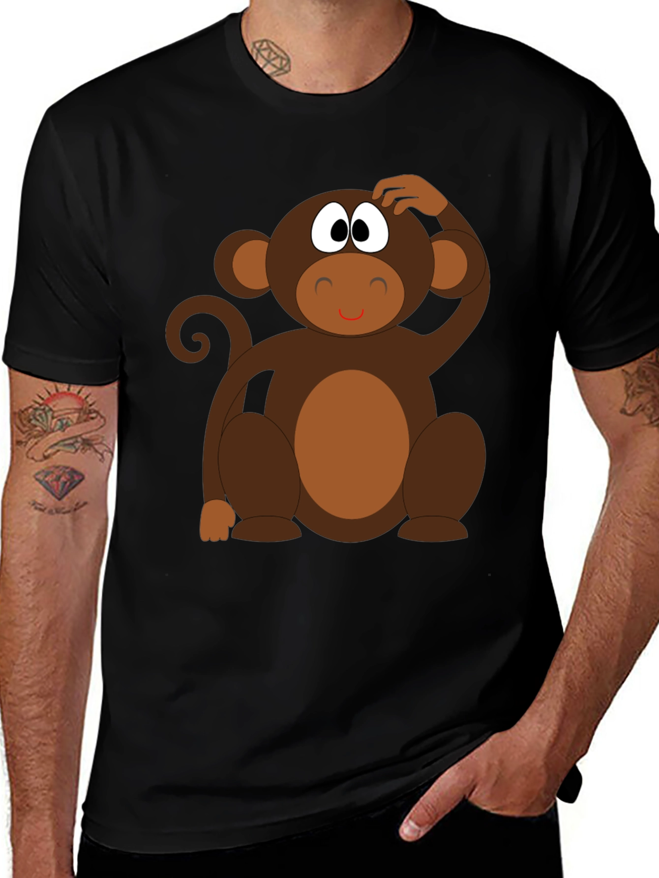 Variant 12 of Funny Monkey Graphic T-Shirt - Unisex Black Tee