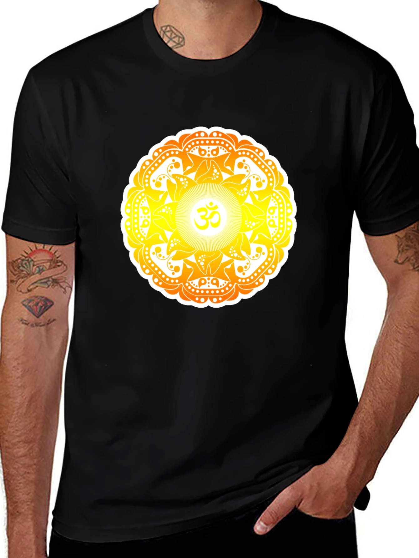 Variant 28 of Om Mandala Graphic Tee - Black Cotton T-Shirt