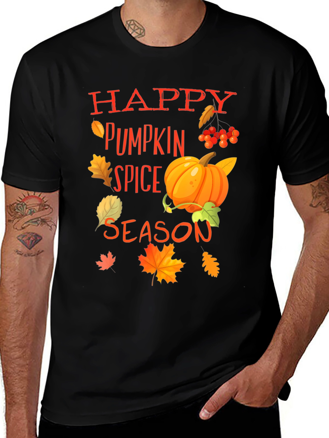 Variant 9 of Happy Pumpkin Spice Season Graphic Tee - Black