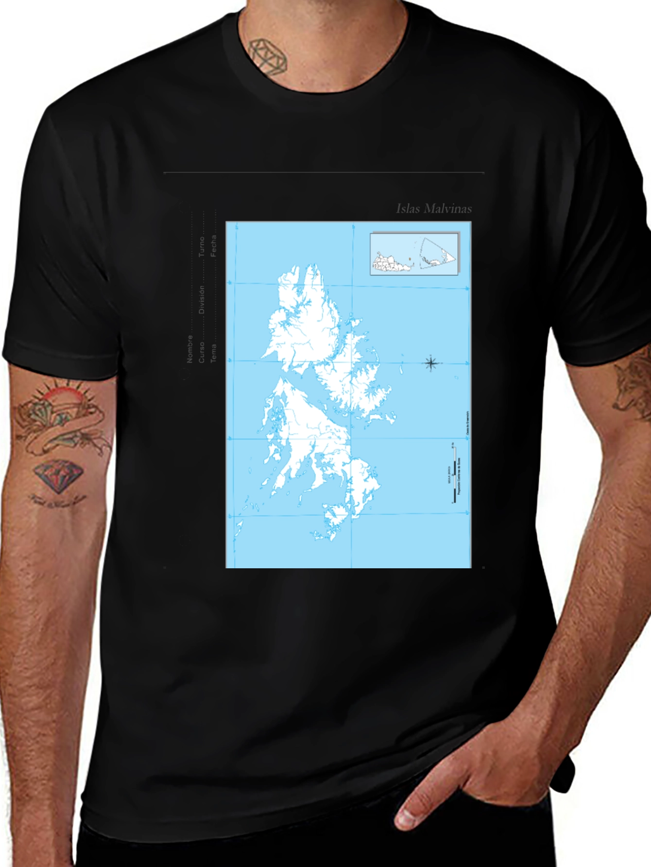 Black T-Shirt with Isla Magdalena Map Graphic