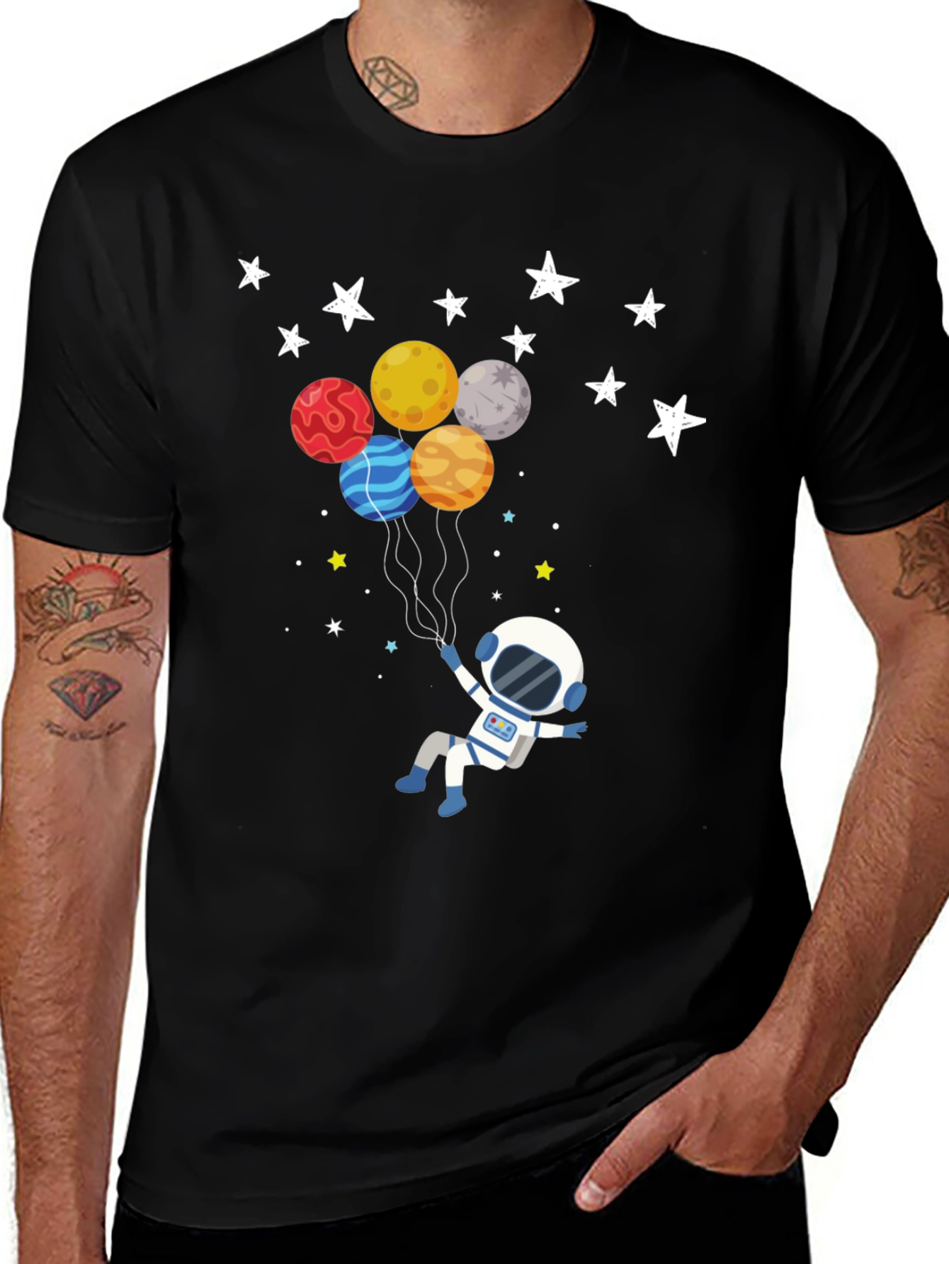 Variant 25 of Astronaut Planet Balloons Graphic T-Shirt