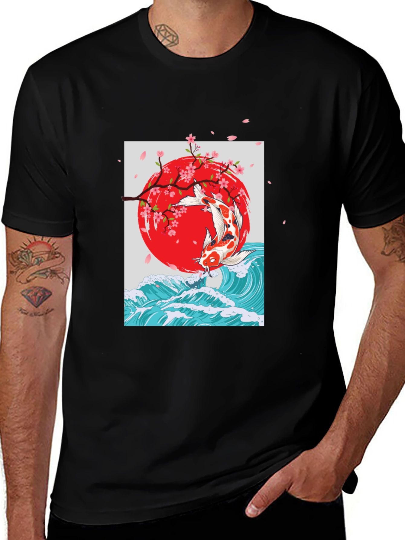 Variant 2 of Koi Fish Cherry Blossom T-Shirt