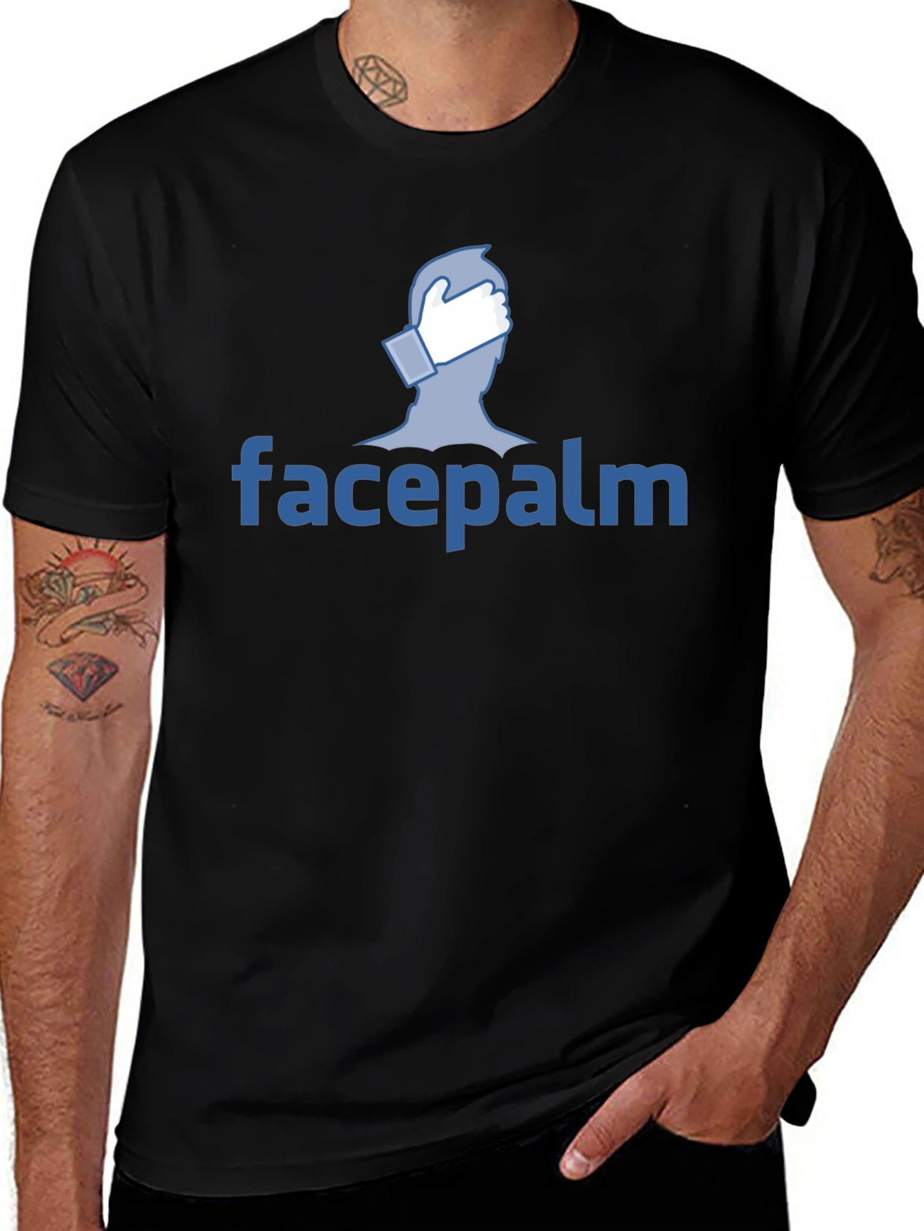 Variant 13 of Facepalm Graphic Tee - Black Cotton T-Shirt