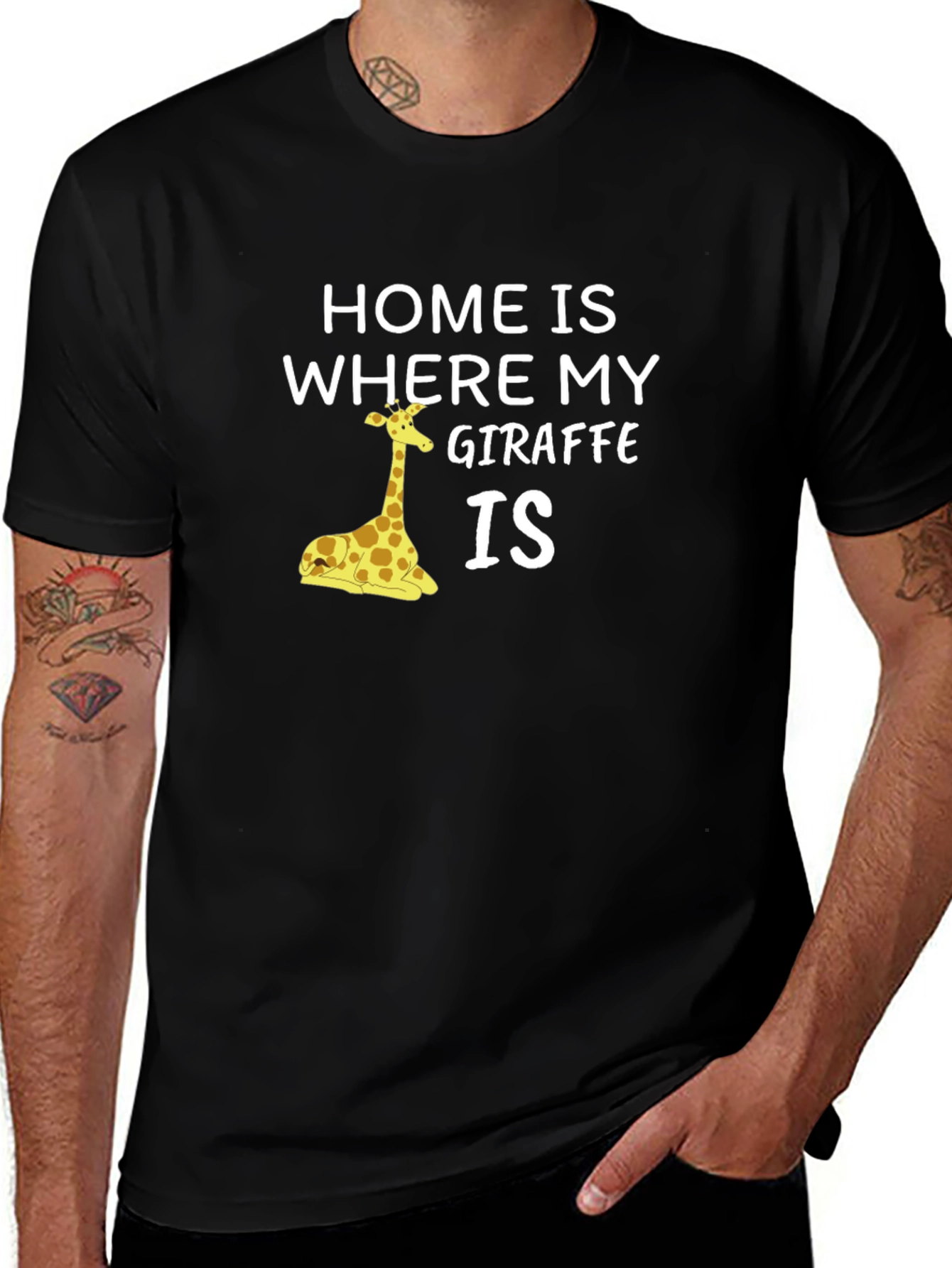 Variant 10 of Home Is Where My Giraffe Is - Black T-Shirt