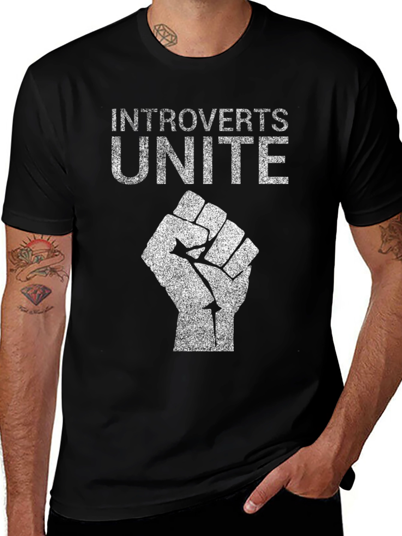 Variant 12 of Introverts Unite T-Shirt - Black Graphic Tee