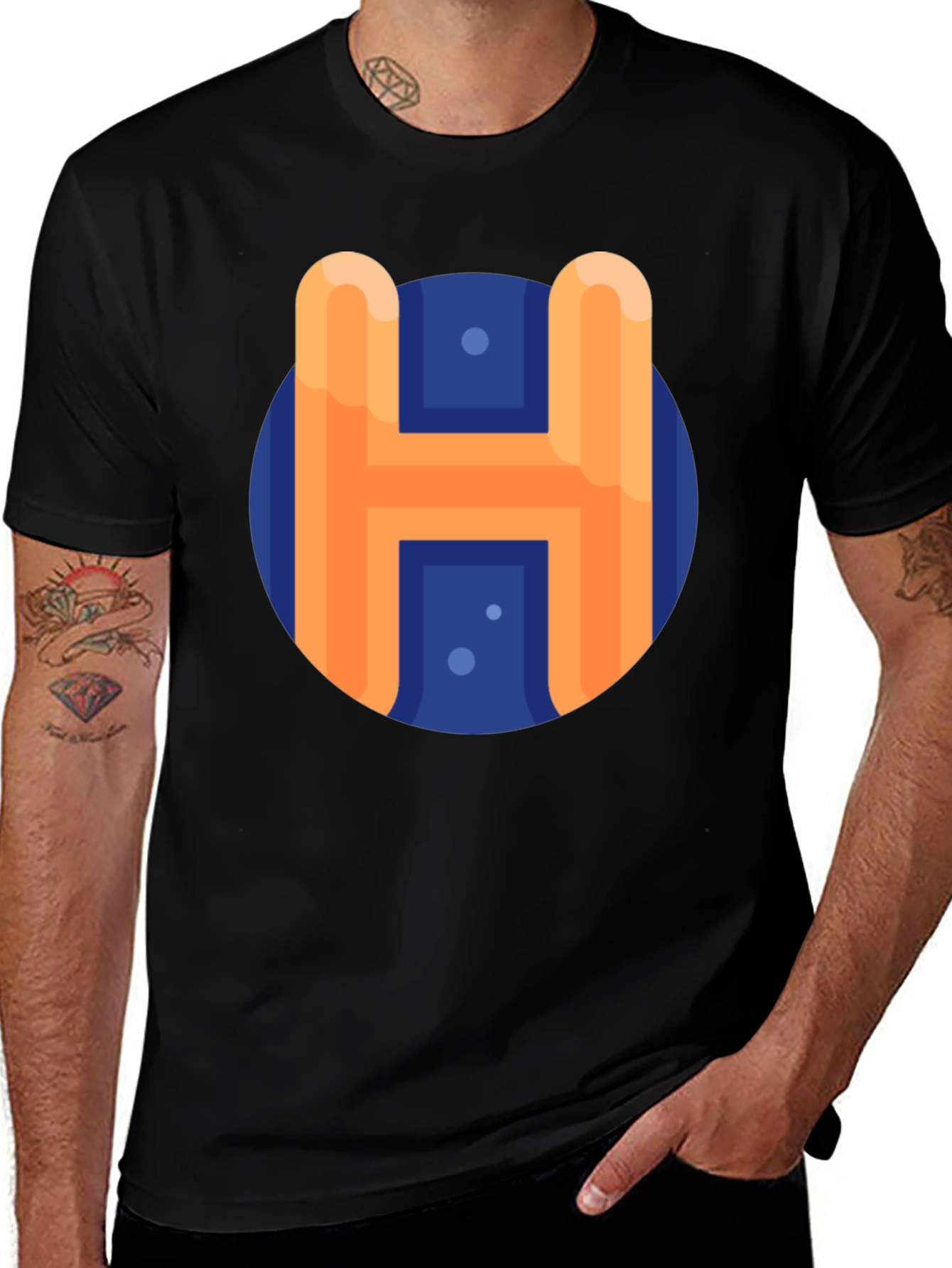 Variant 30 of Retro H Graphic Tee - Casual Style