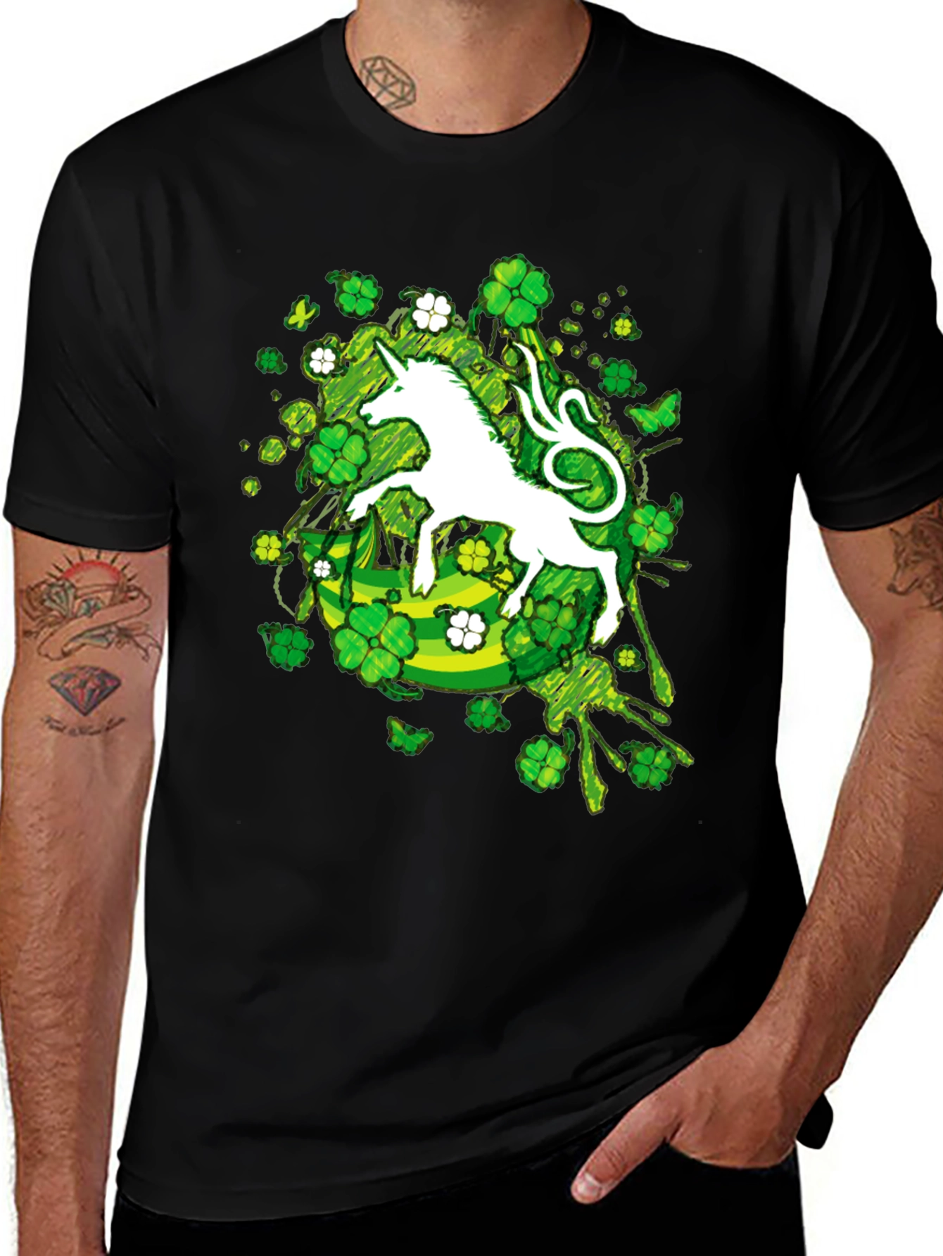 St. Patrick's Day Unicorn Clover T-Shirt
