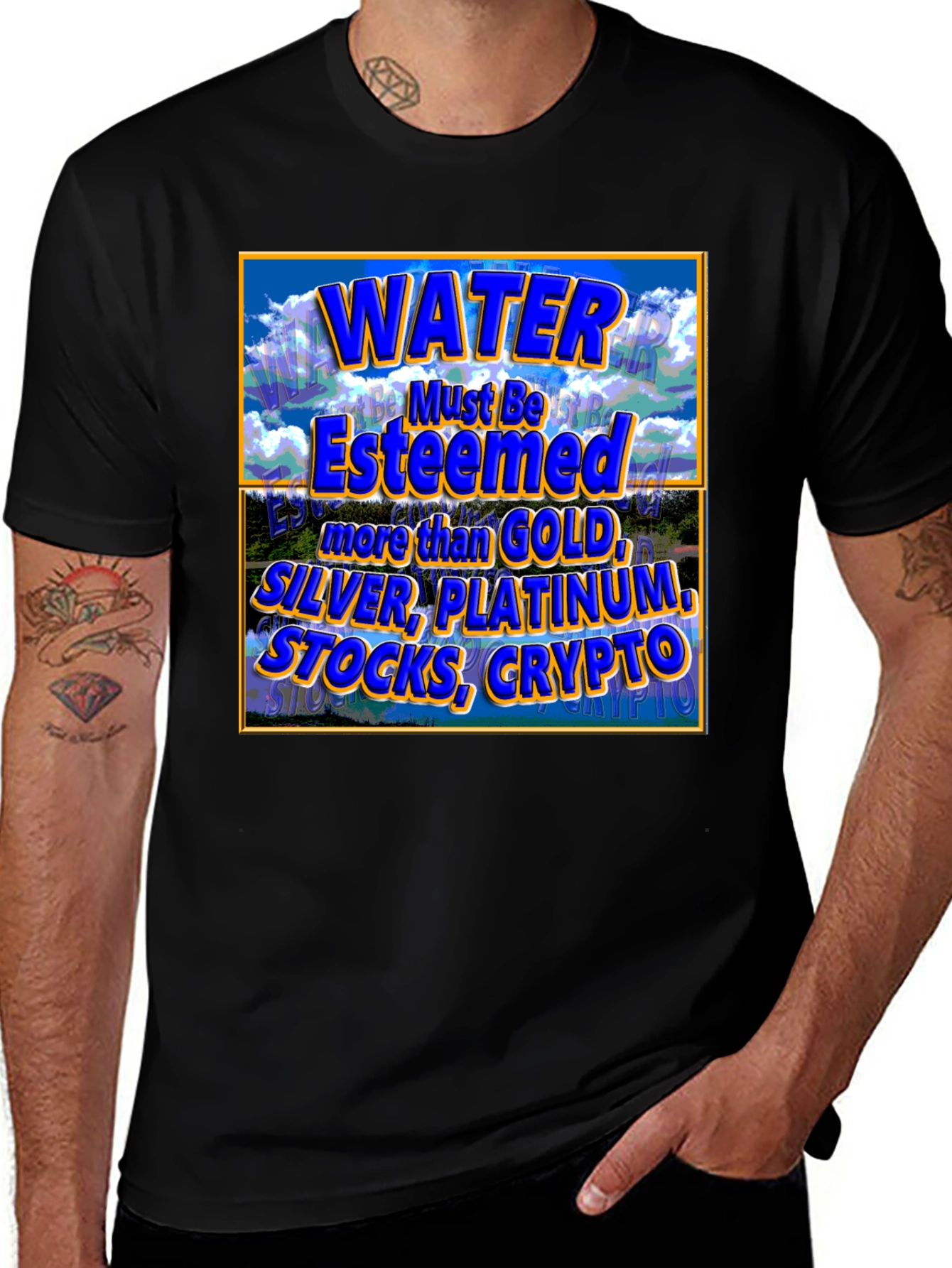 Variant 17 of Water Esteemed Tee - More Than Gold Black T-Shirt
