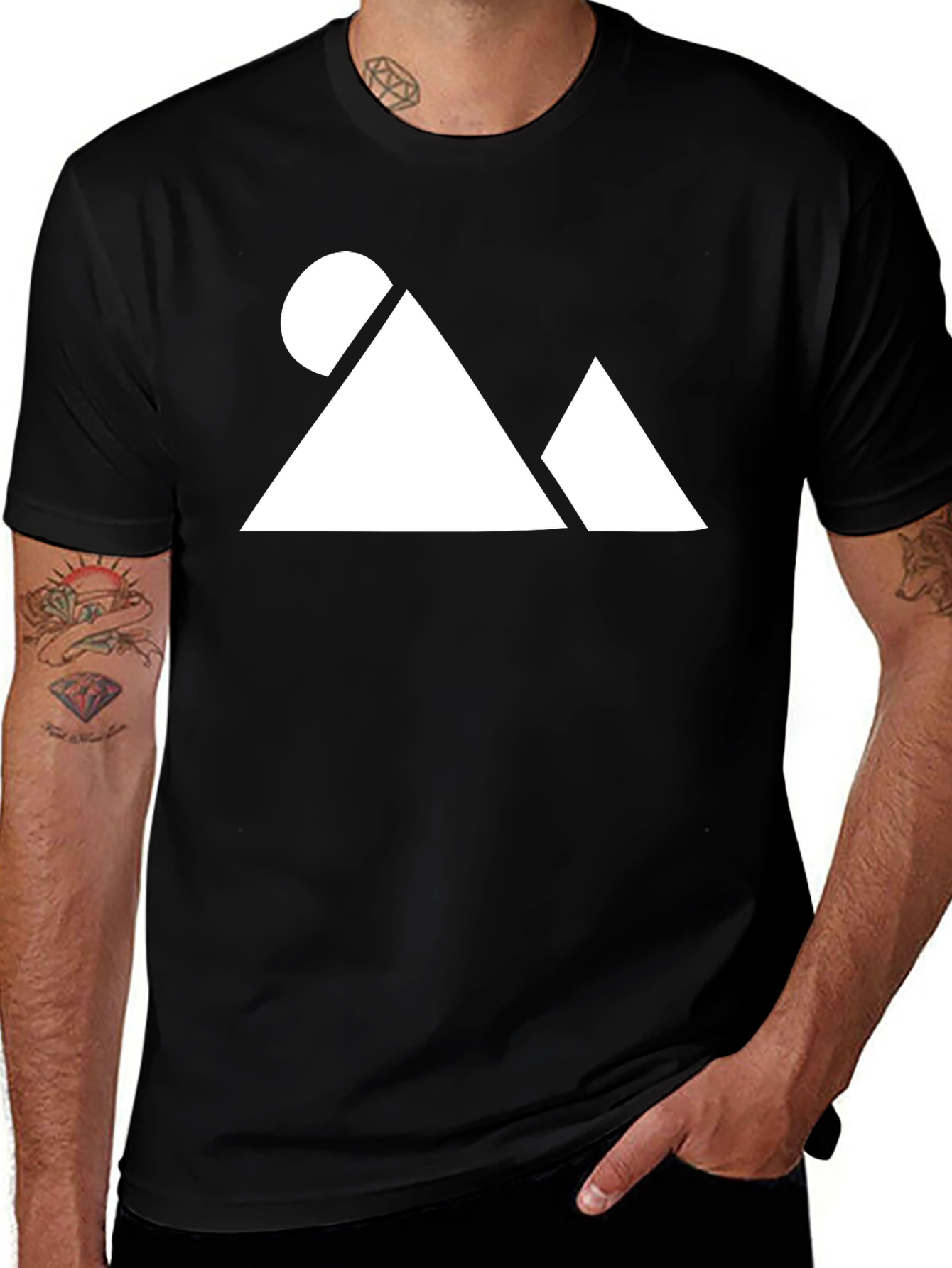 Variant 15 of Minimalist Mountainscape Graphic Tee - Black