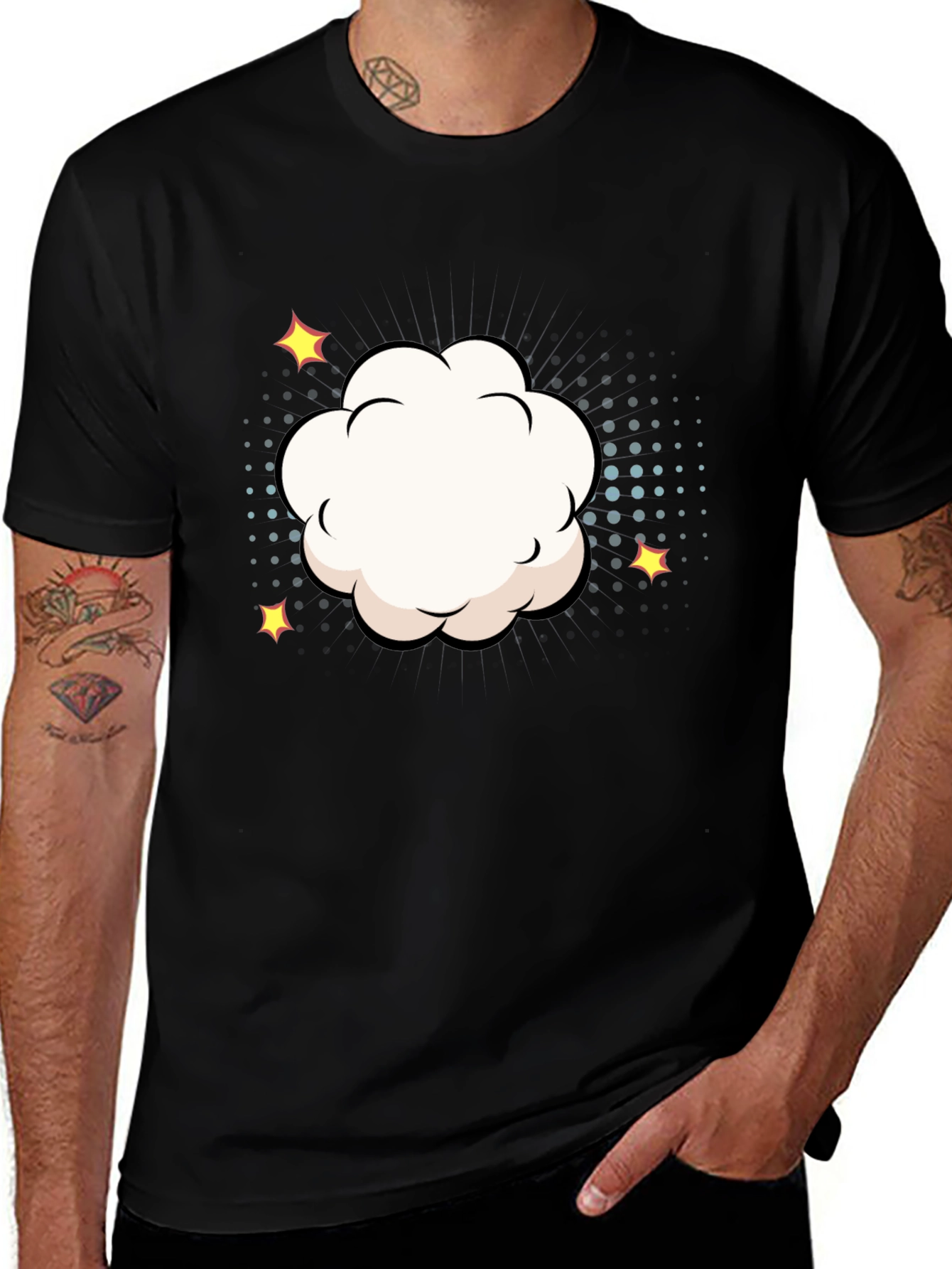 Variant 30 of Comic Cloud Graphic Black T-Shirt