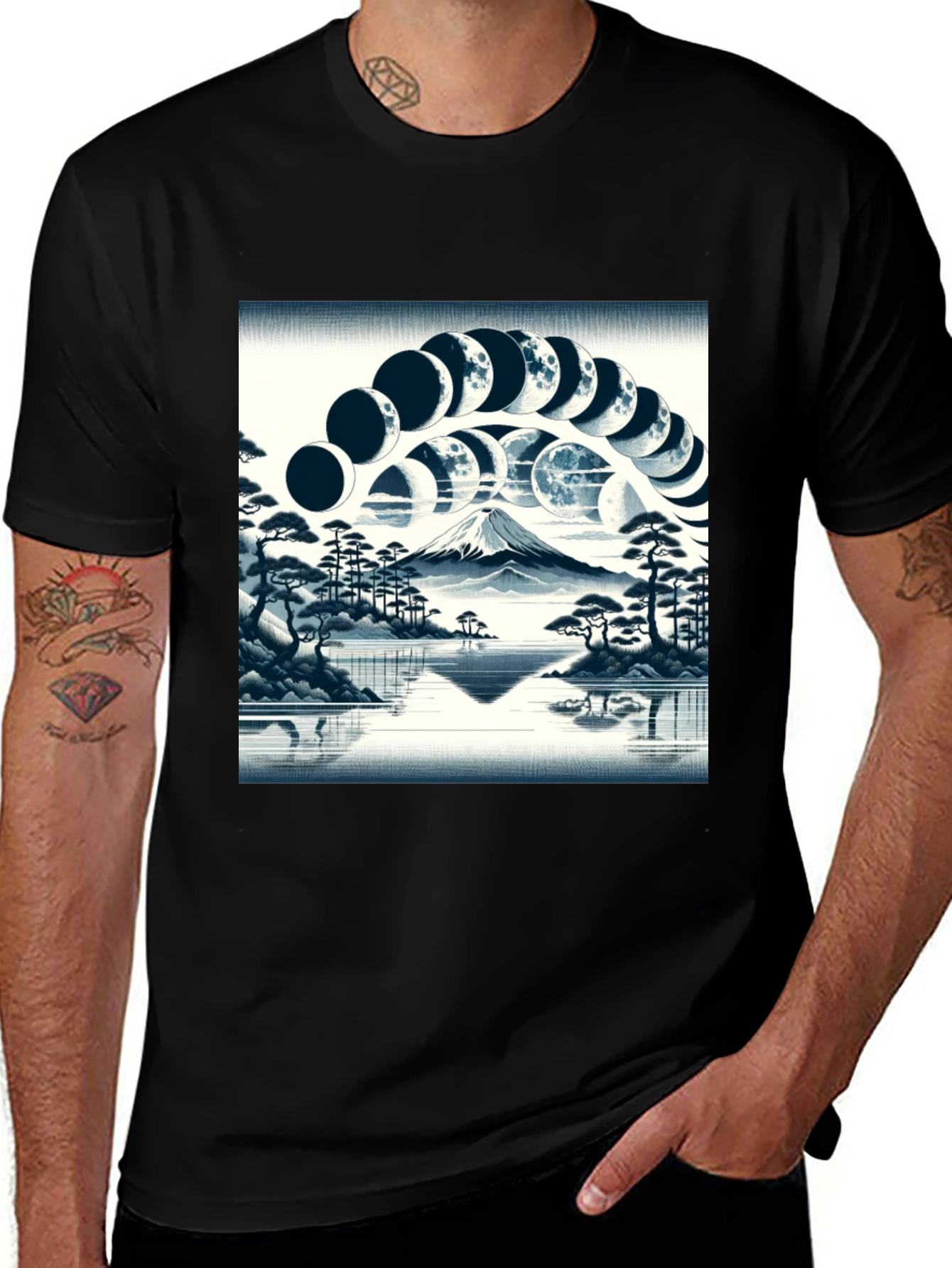 Variant 28 of Moon Phase Mountain T-Shirt