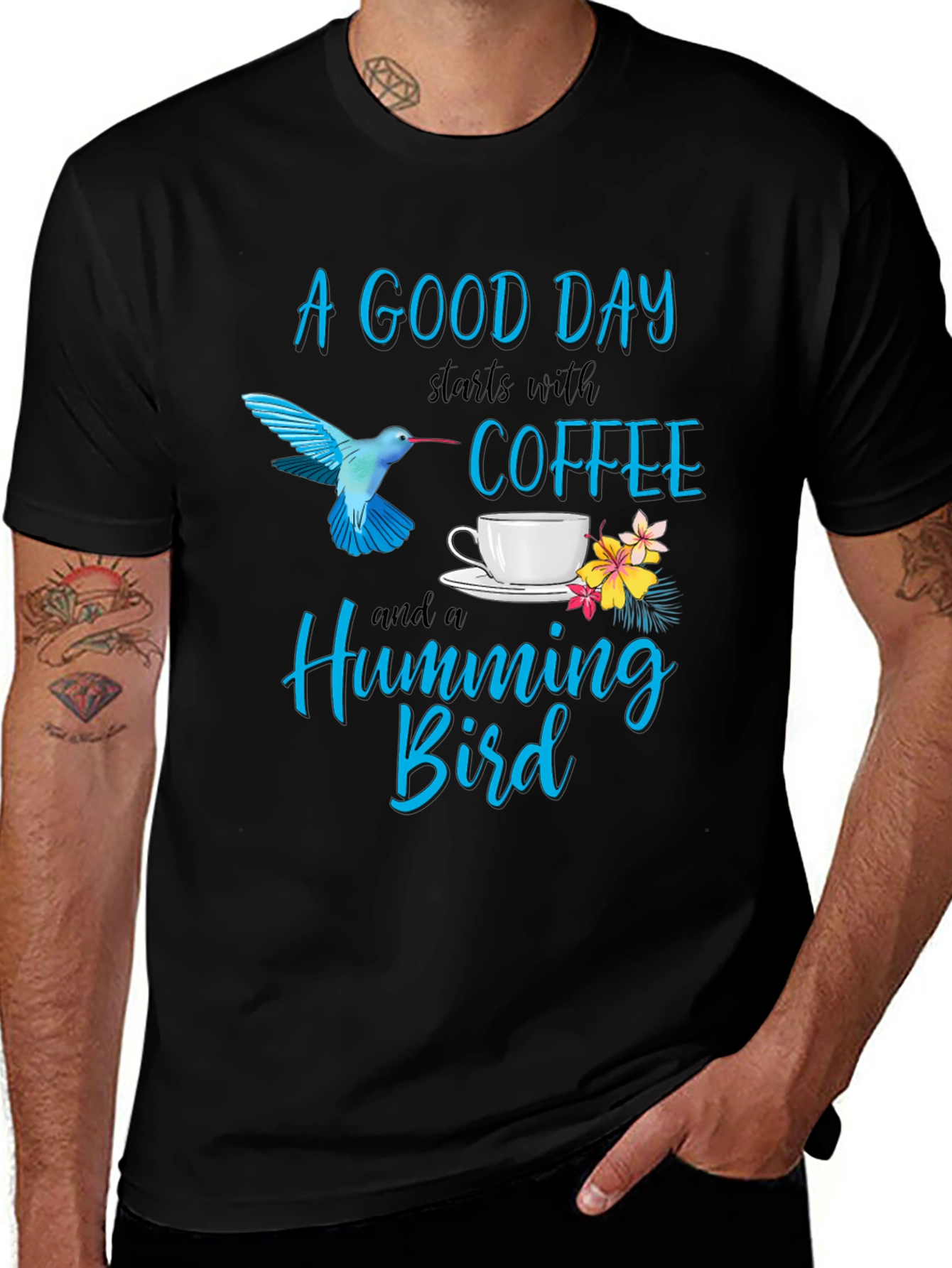 Variant 13 of Hummingbird & Coffee Graphic T-Shirt