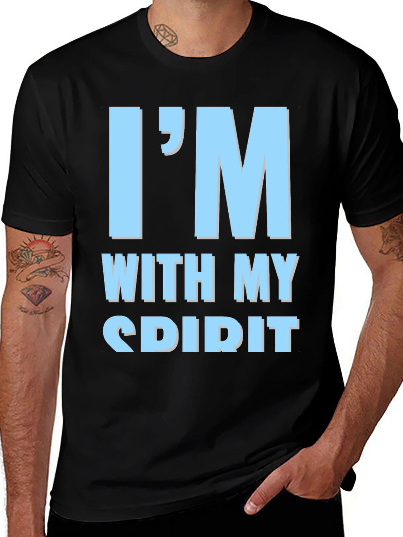 Variant 19 of Funny "I'm With My Spirit Did It" Graphic T-Shirt