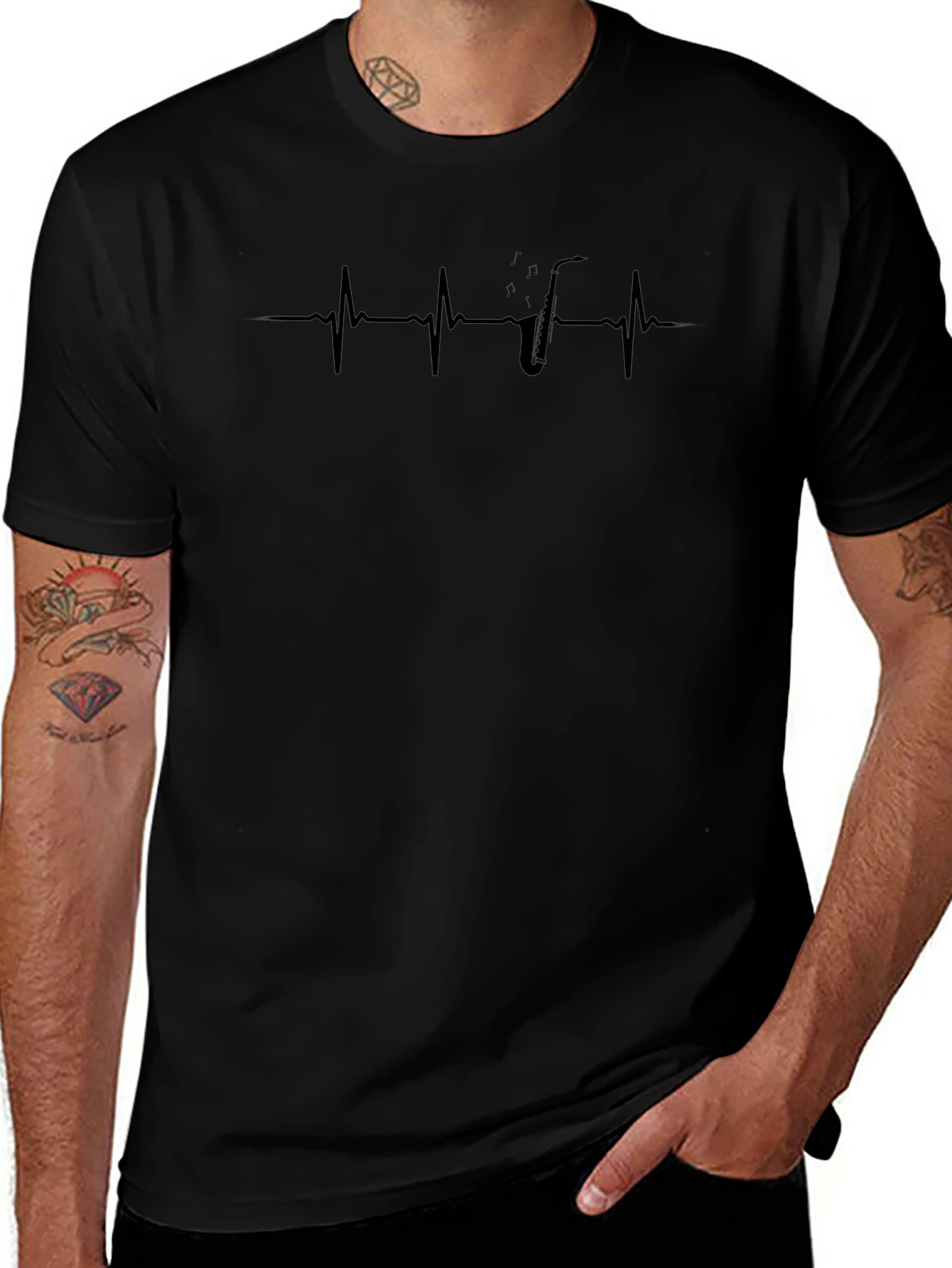 Variant 14 of Saxophone Heartbeat T-Shirt - Music Lover Tee