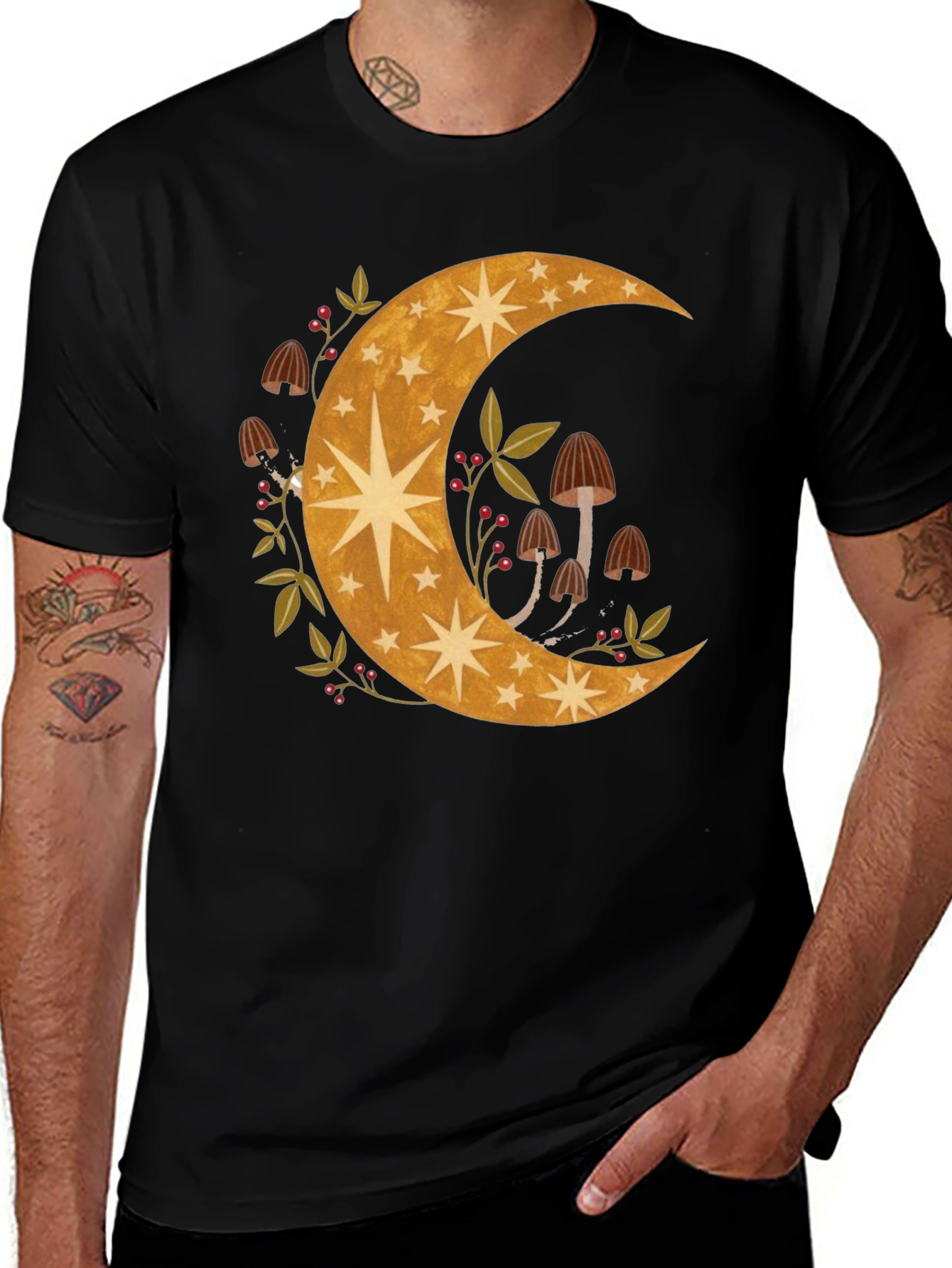 Variant 22 of Celestial Crescent Moon & Mushroom T-Shirt