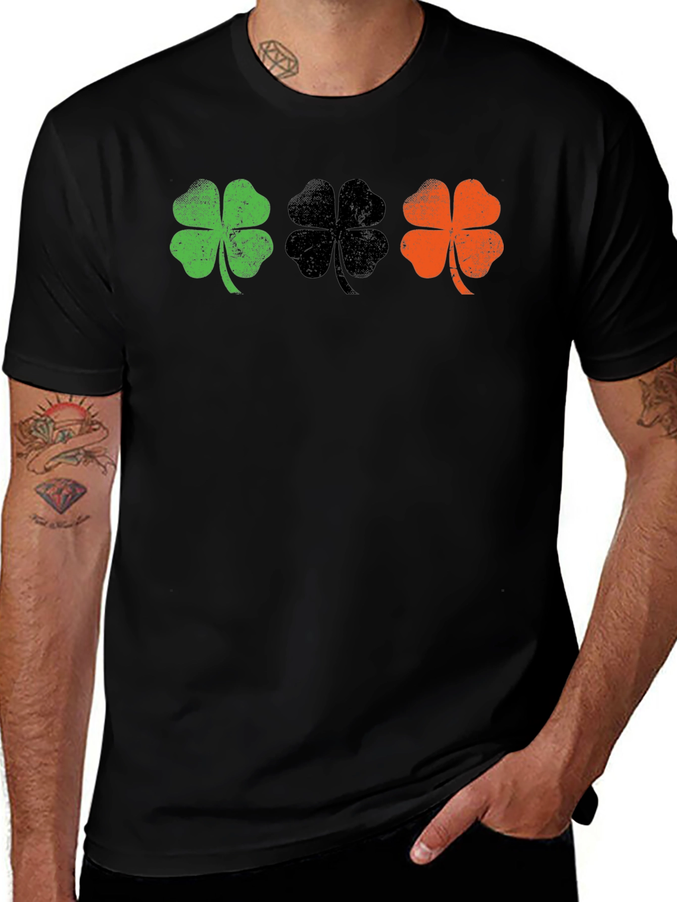 Lucky Clover Graphic Tee - Black Unisex Shirt