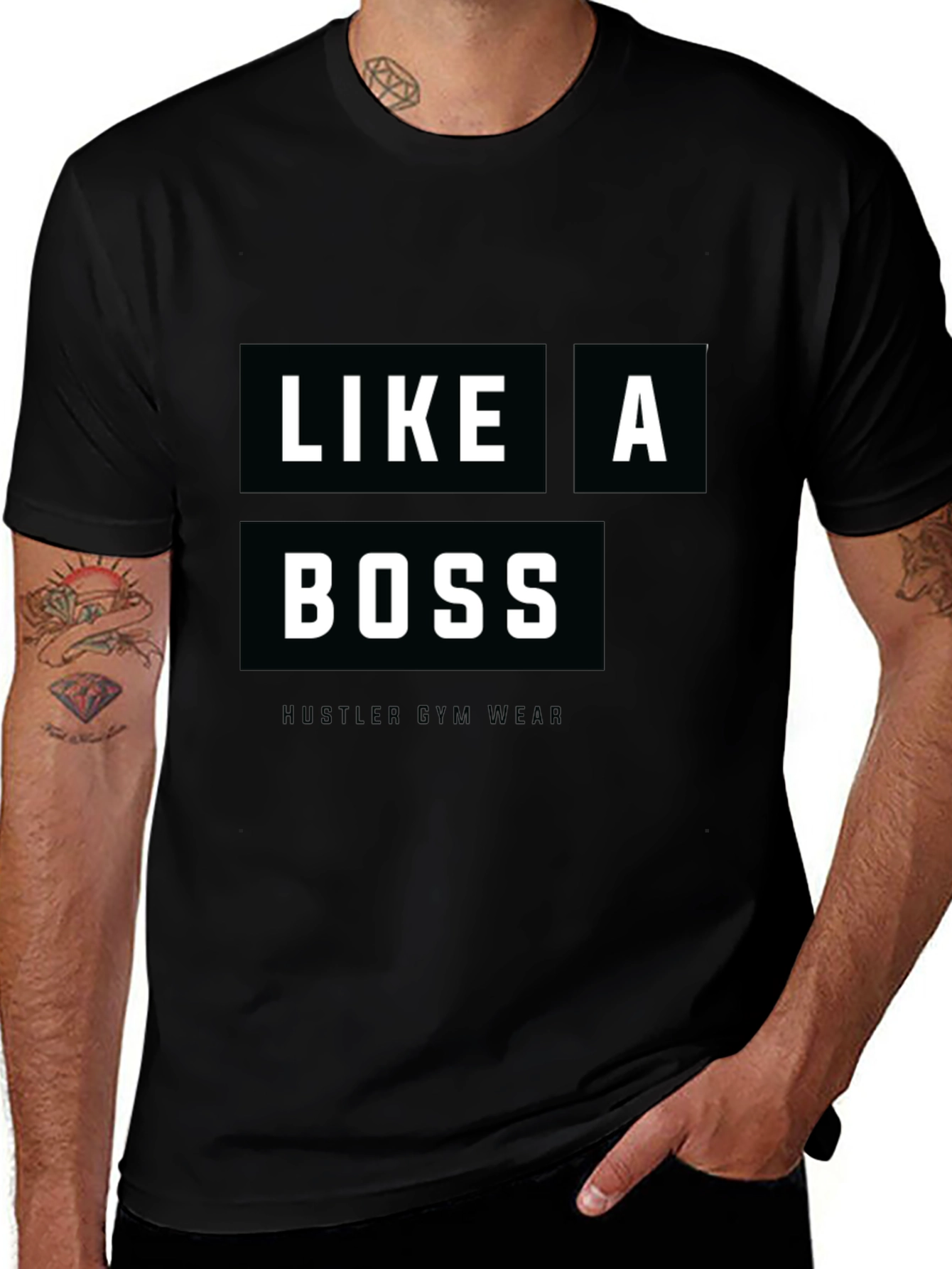 Variant 24 of Like a Boss Hustler Gym Wear Black T-Shirt