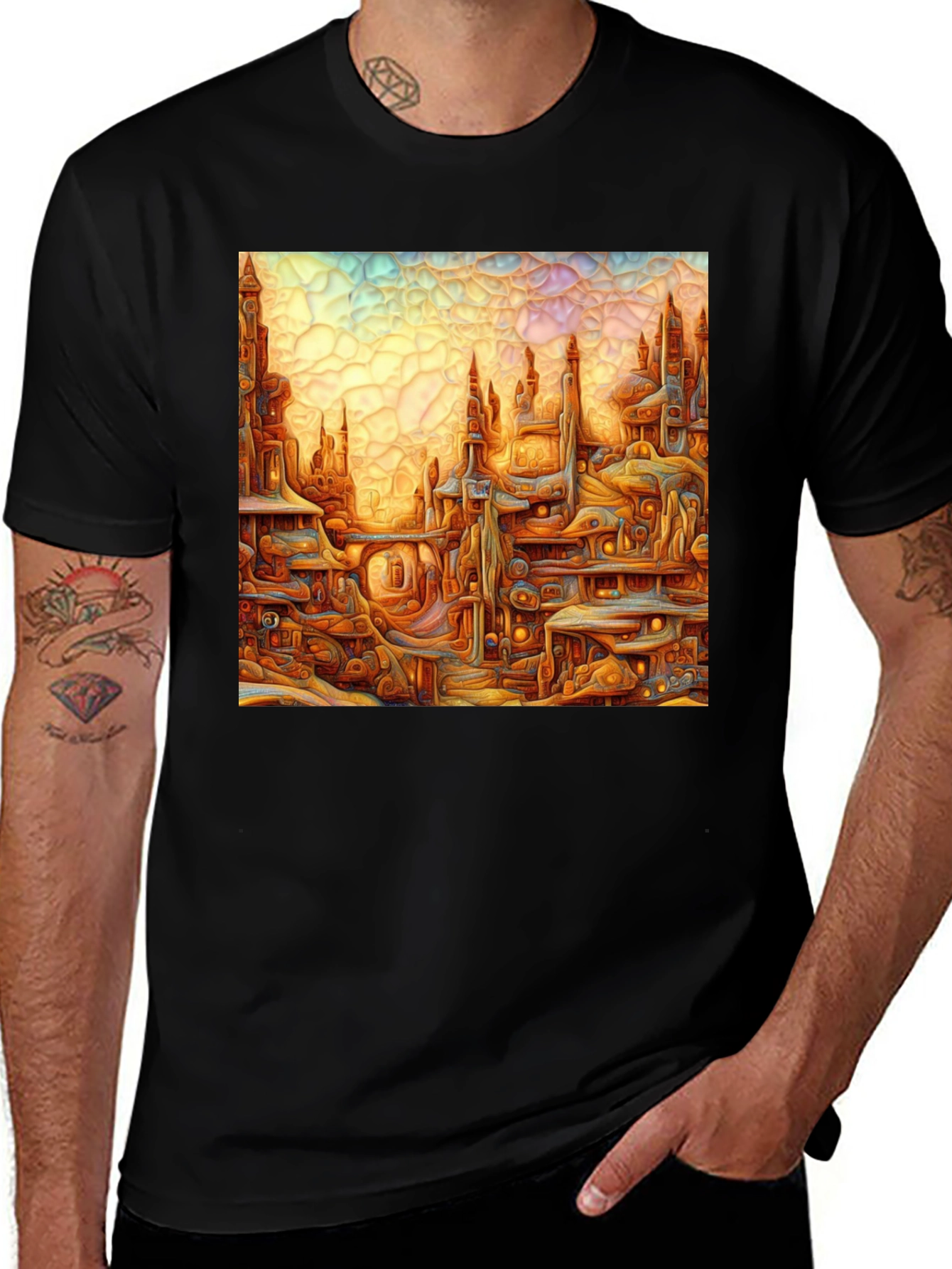 Variant 20 of Abstract Cityscape Graphic Tee - Unique Design, Stylish Comfort